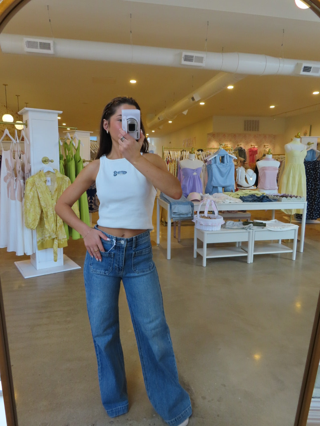 Victoria Micro Pocket Wide Leg Denim - Medium Wash