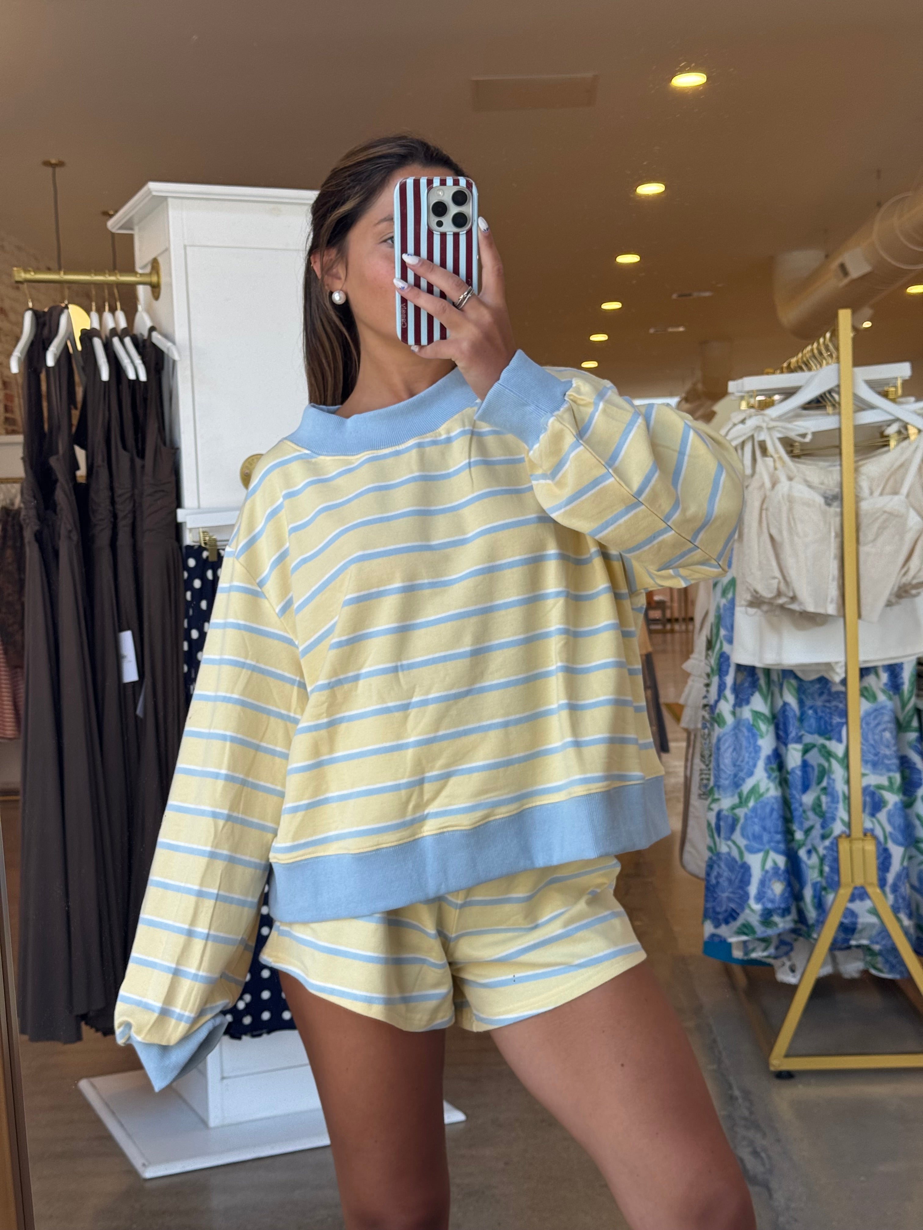 Coastal Summer Sweatshirt - Yellow & Blue