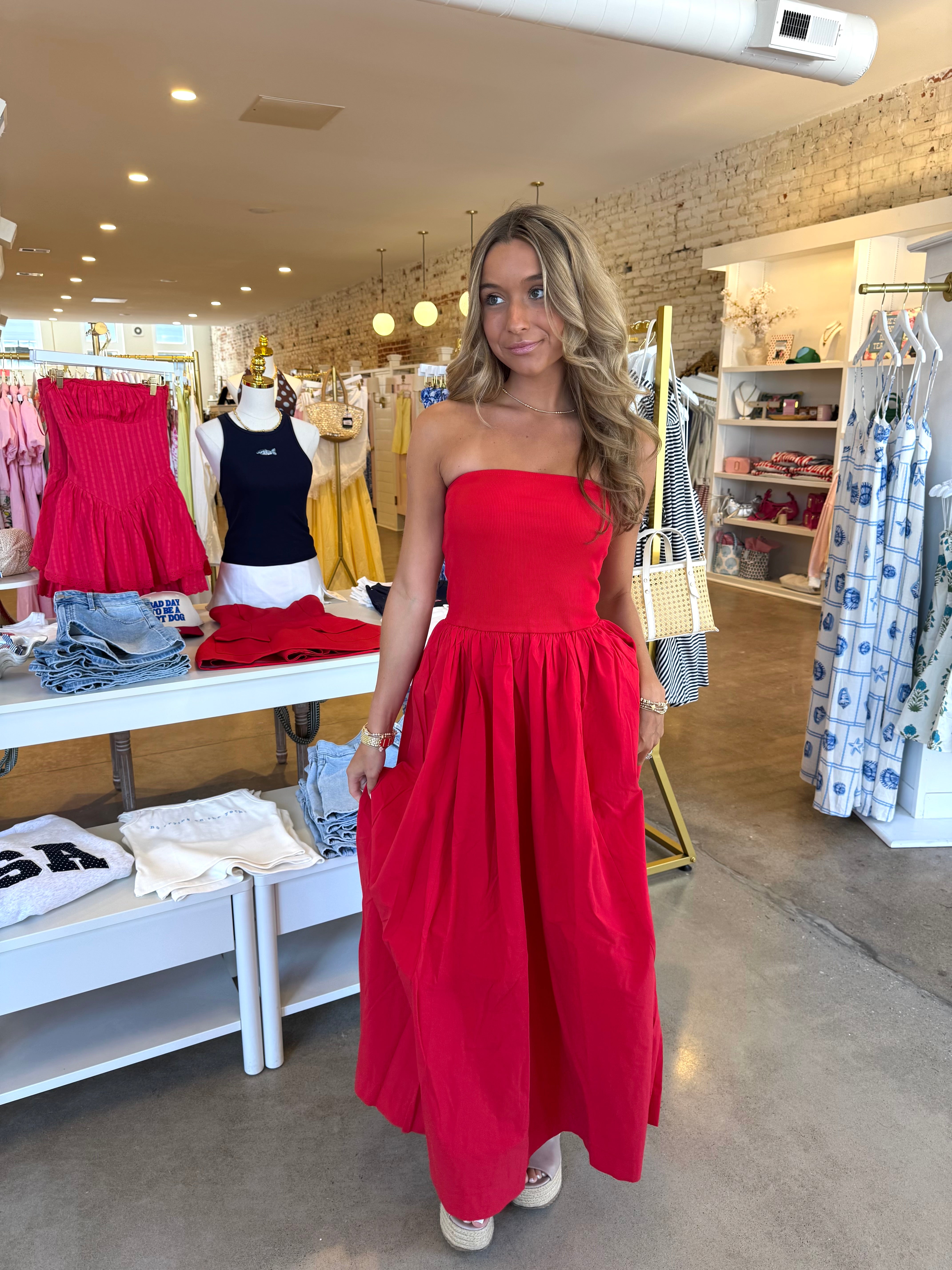 Macy Midi Dress - Red