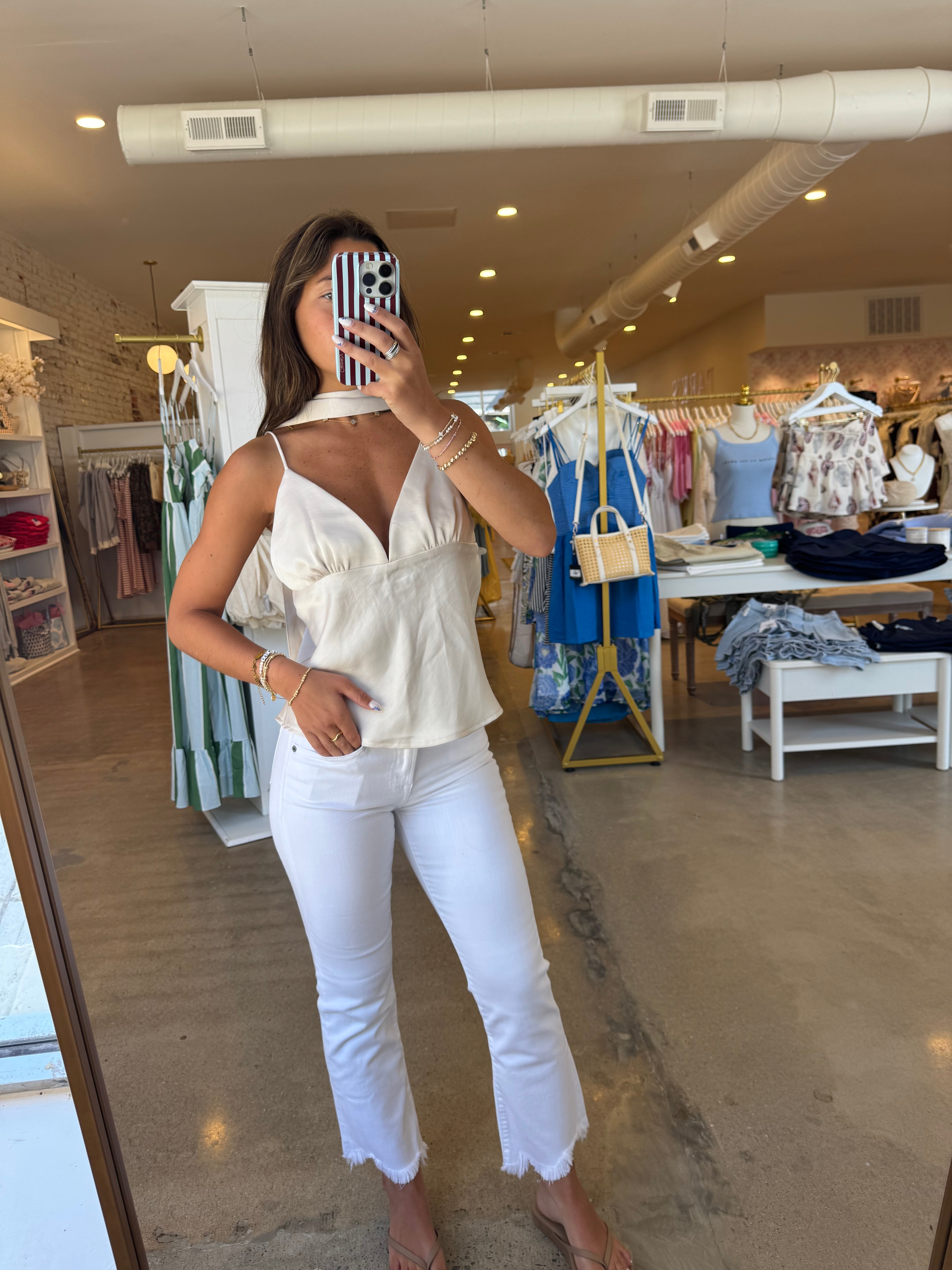 Roxanne Satin Top - Cream Champagne