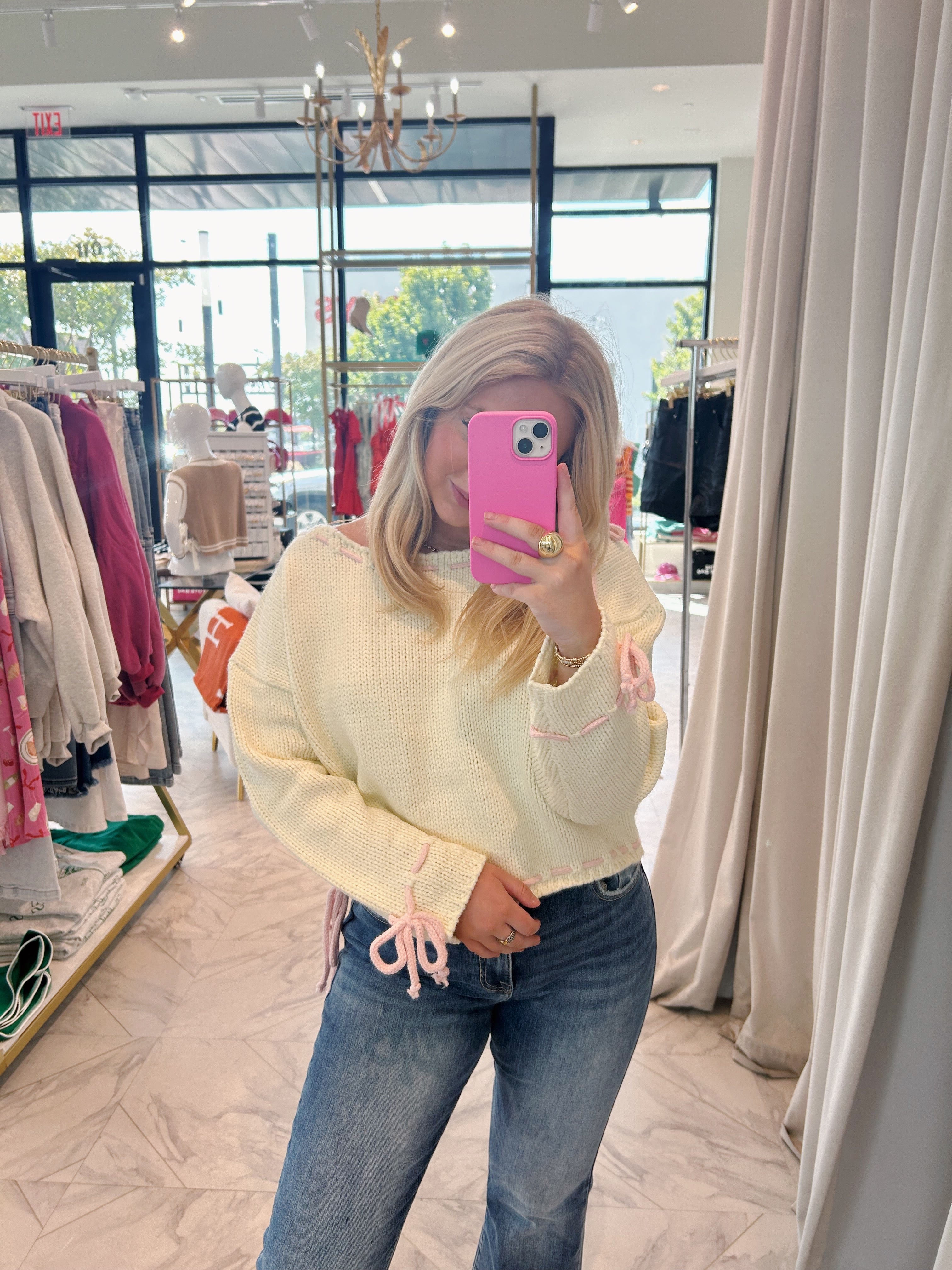 Mave Sweater - Ivory & Pink