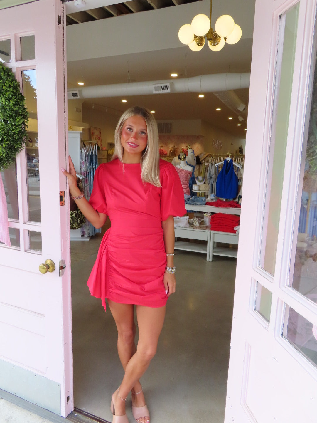 Olivia Mini Dress - Cherry Red