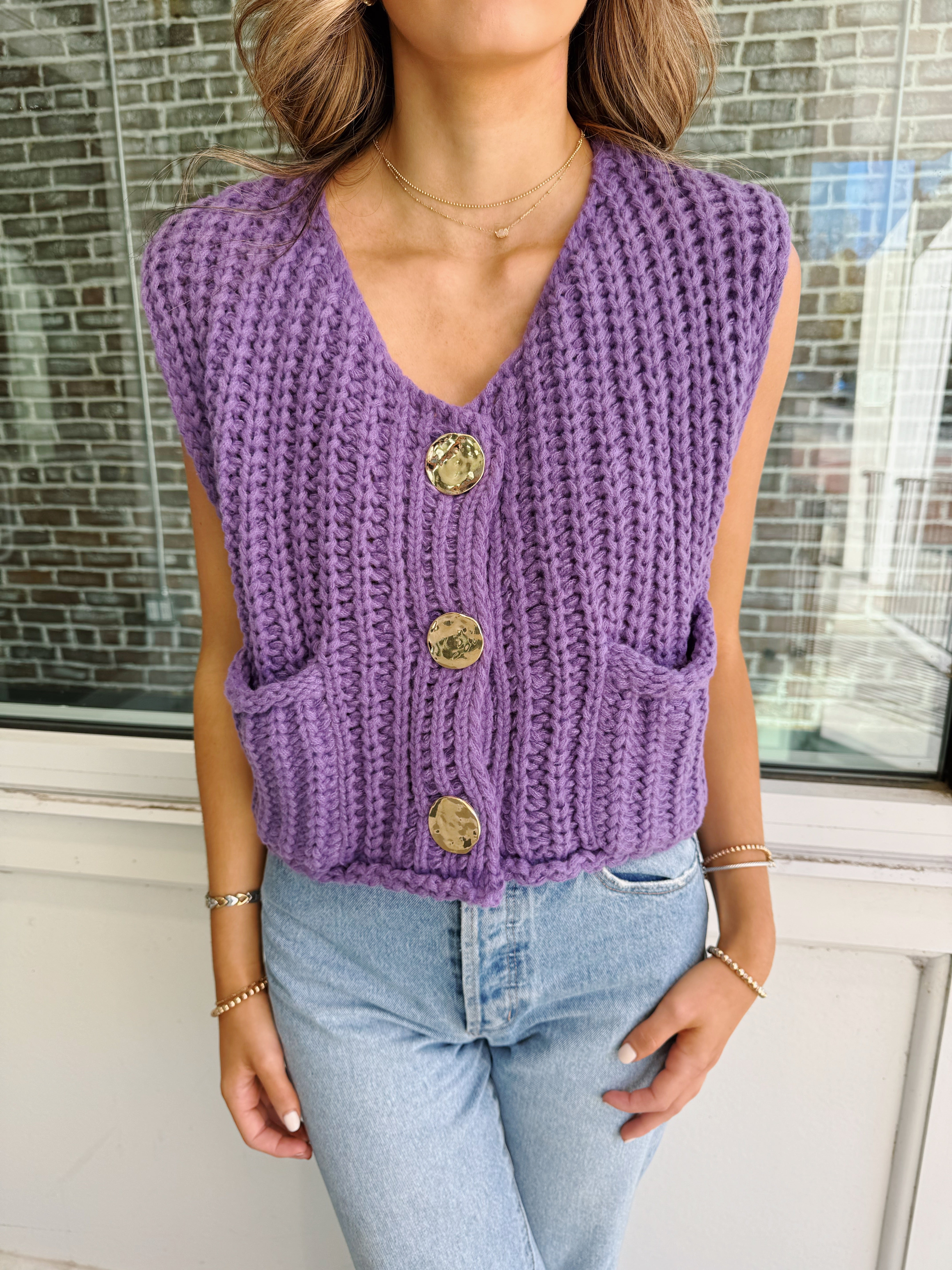 Harlow Sweater Vest - Purple