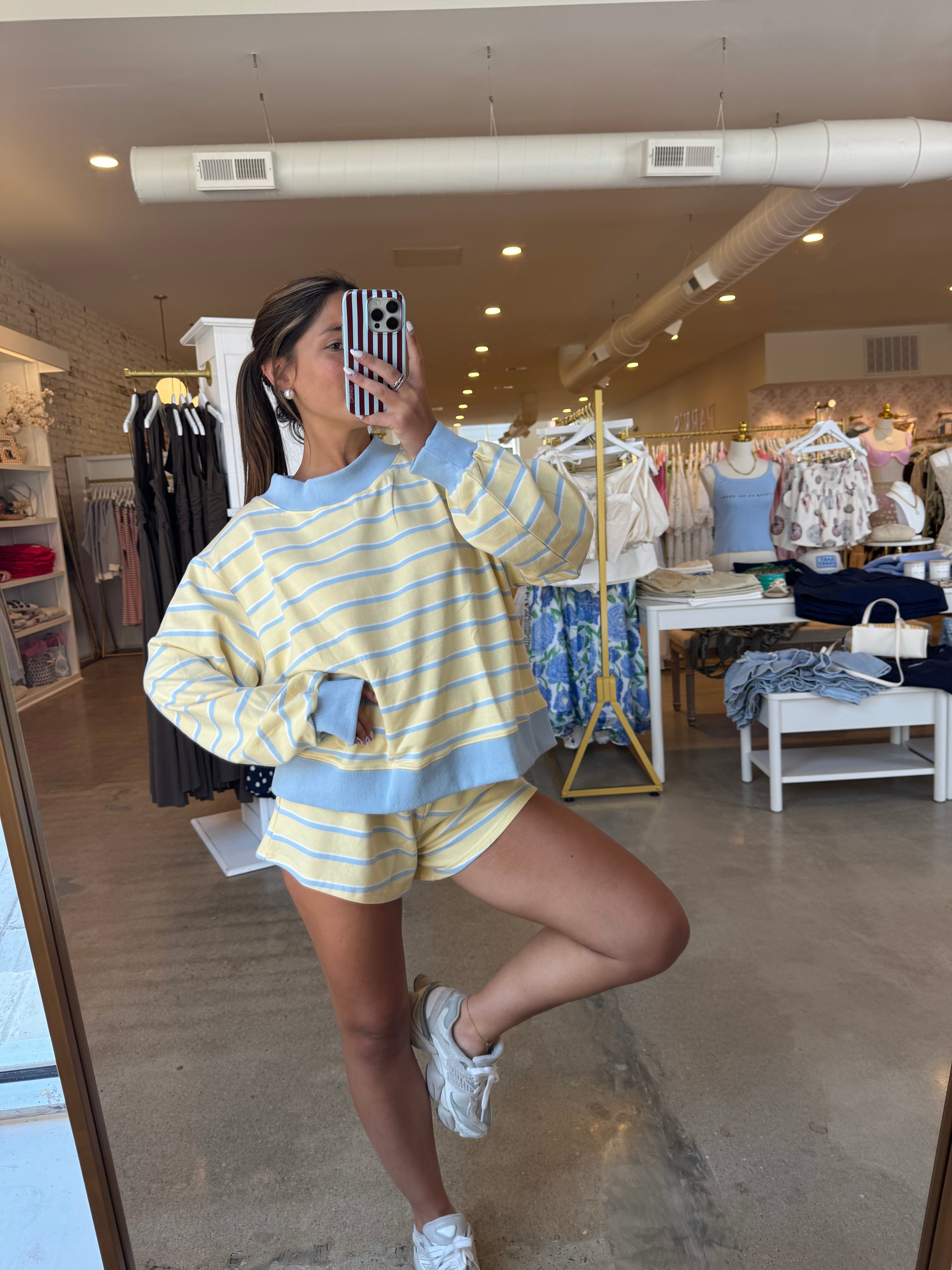 Coastal Summer Sweatshirt - Yellow & Blue