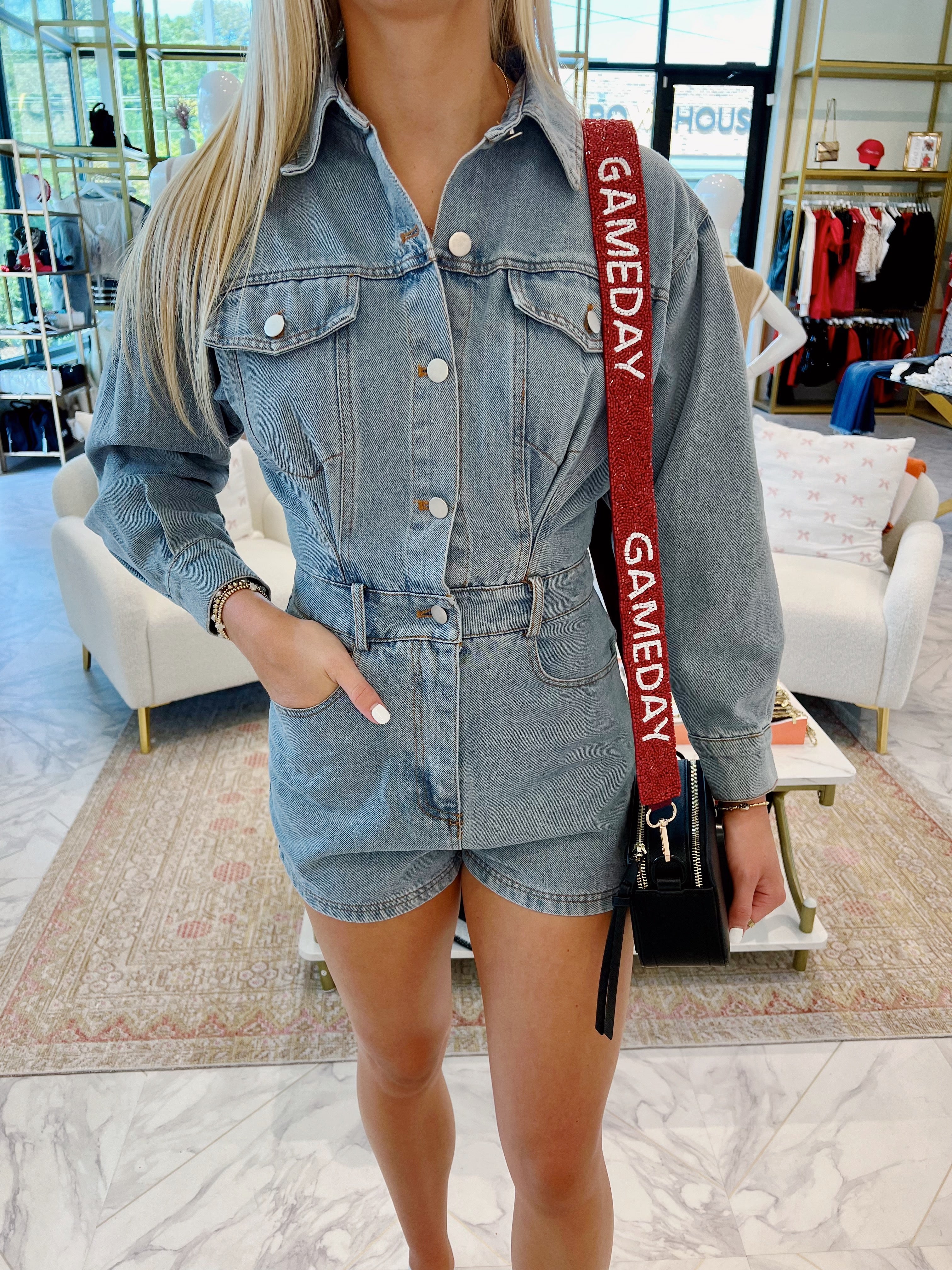 Signature Denim Romper - Light Denim