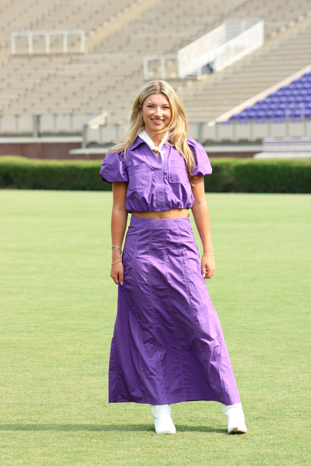 Something In Between Top & Midi Skirt Set - Purple