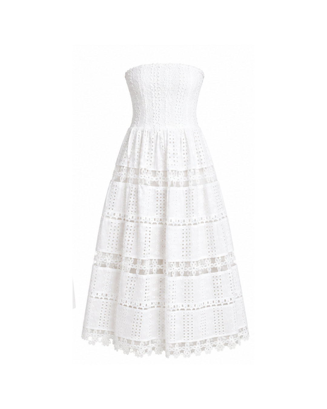 Amy Eyelet Midi Dress - White