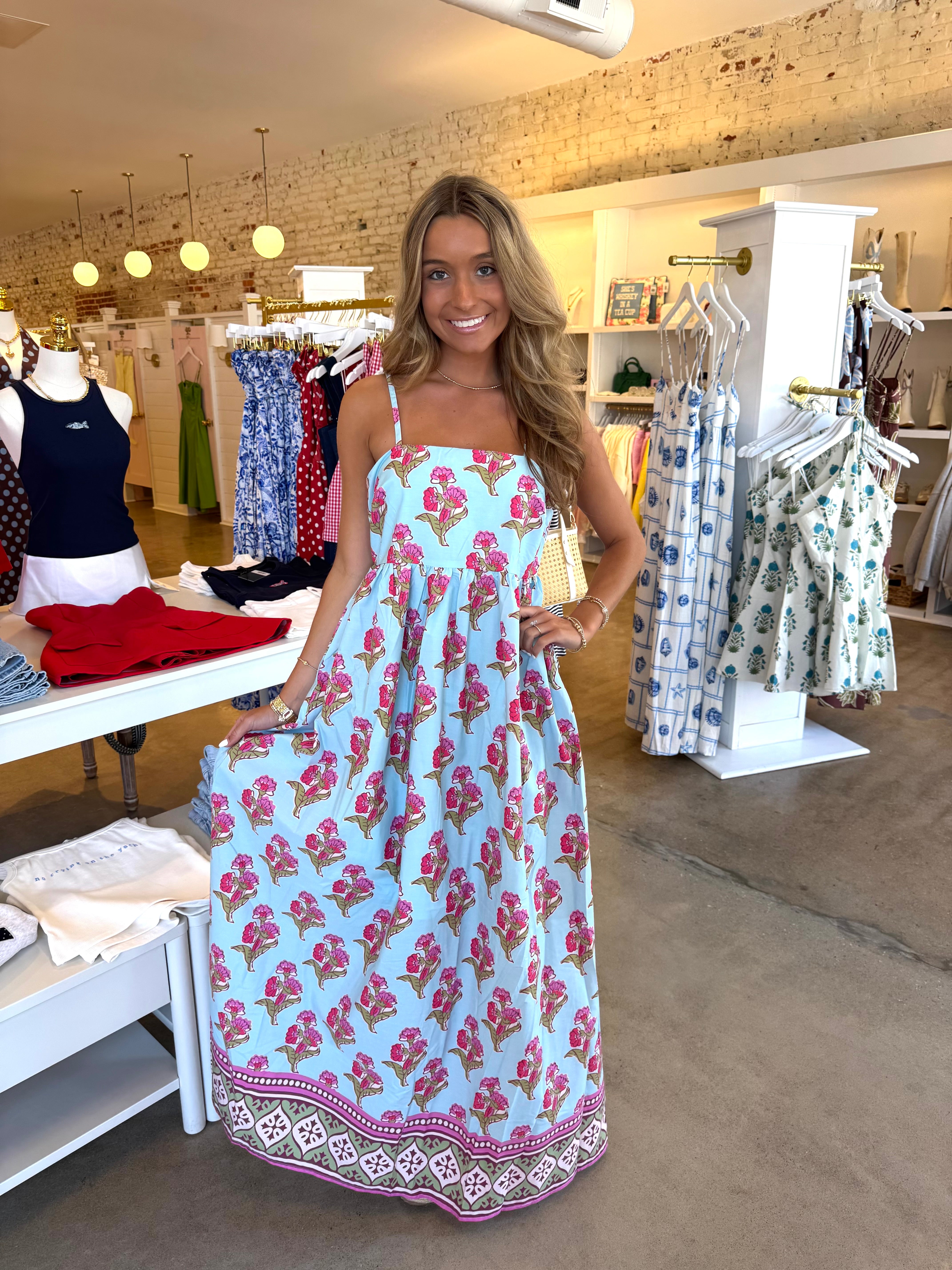 Teagan Maxi Dress - Blue Floral
