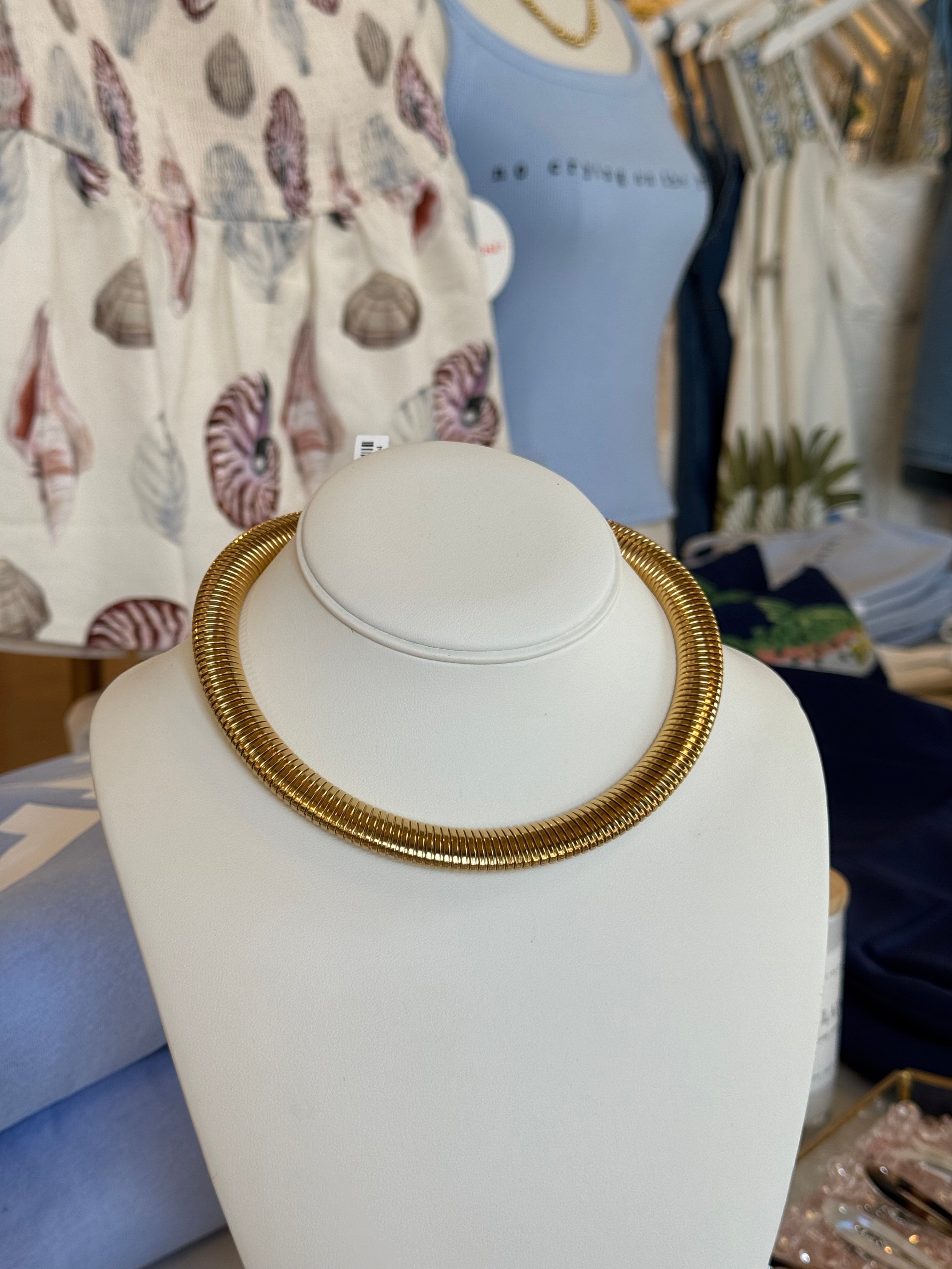 Gold Herringbone Choker Necklace