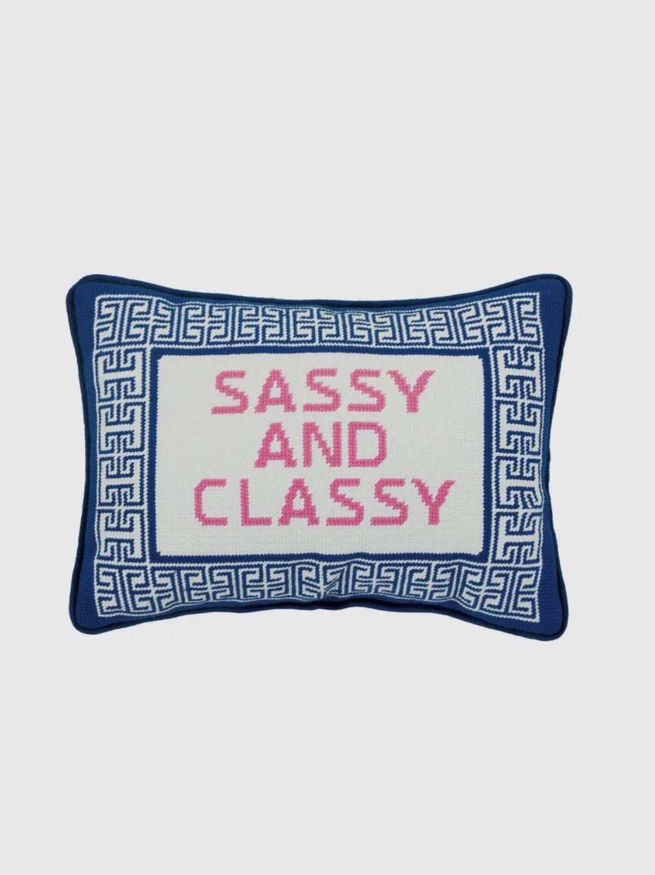 Sassy And Classy Hook Pillow - Navy & Pink