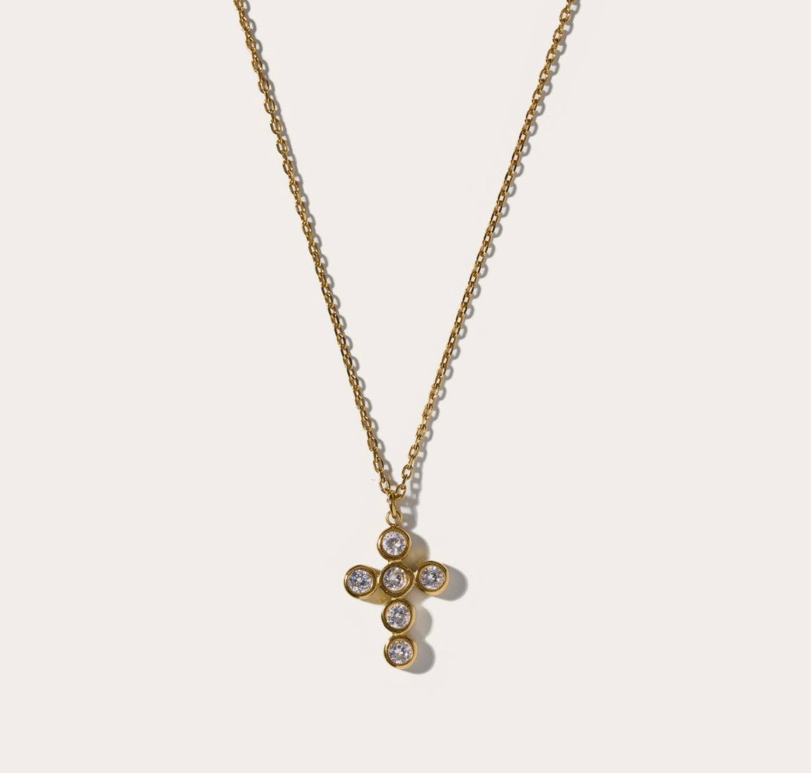 Faith Gem Cross Necklace - Gold