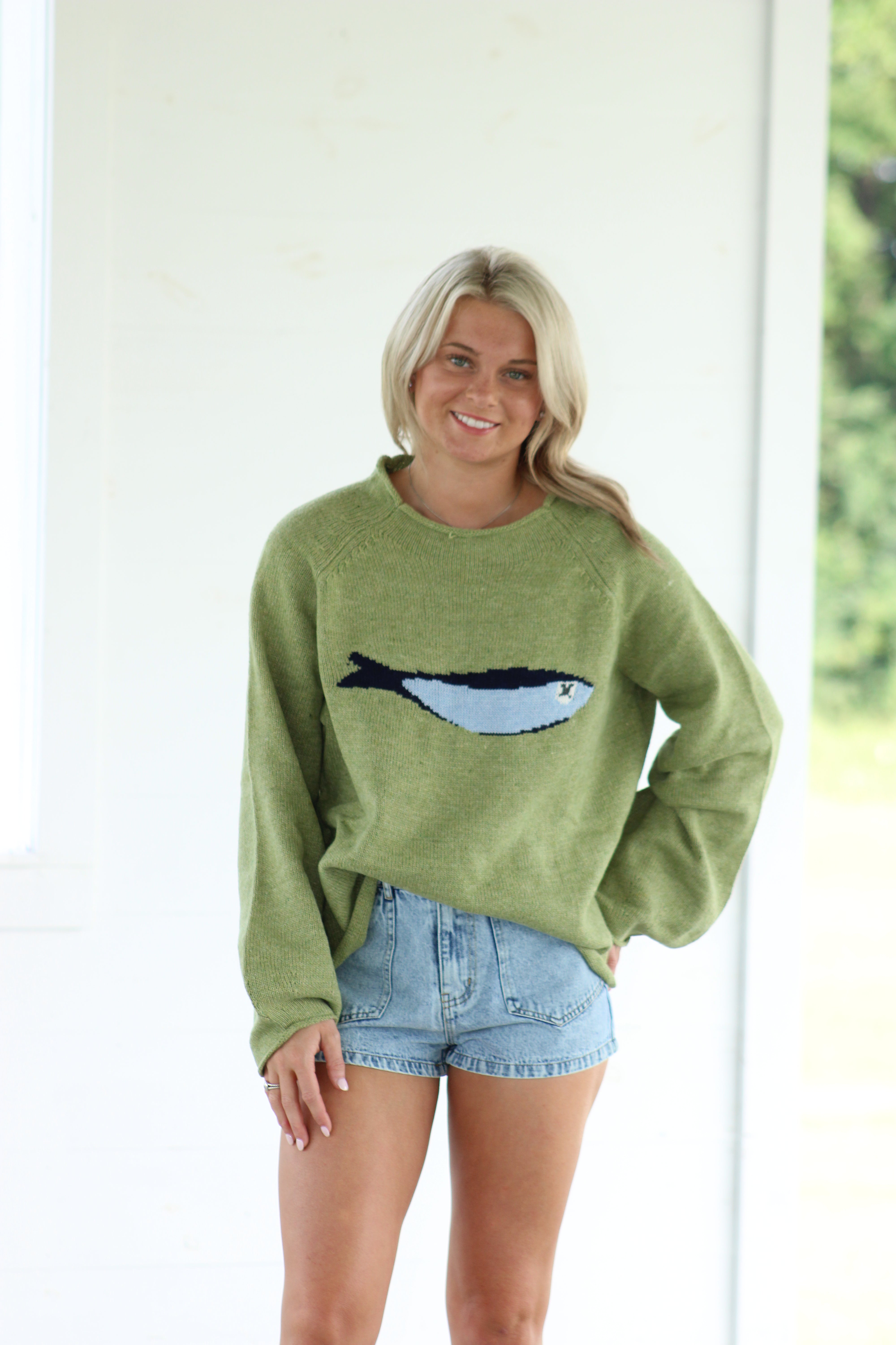 Fall On The Coast Sweater - Olive Green