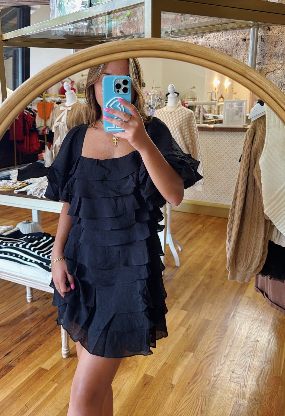 Ana Ruffle Dress - Black