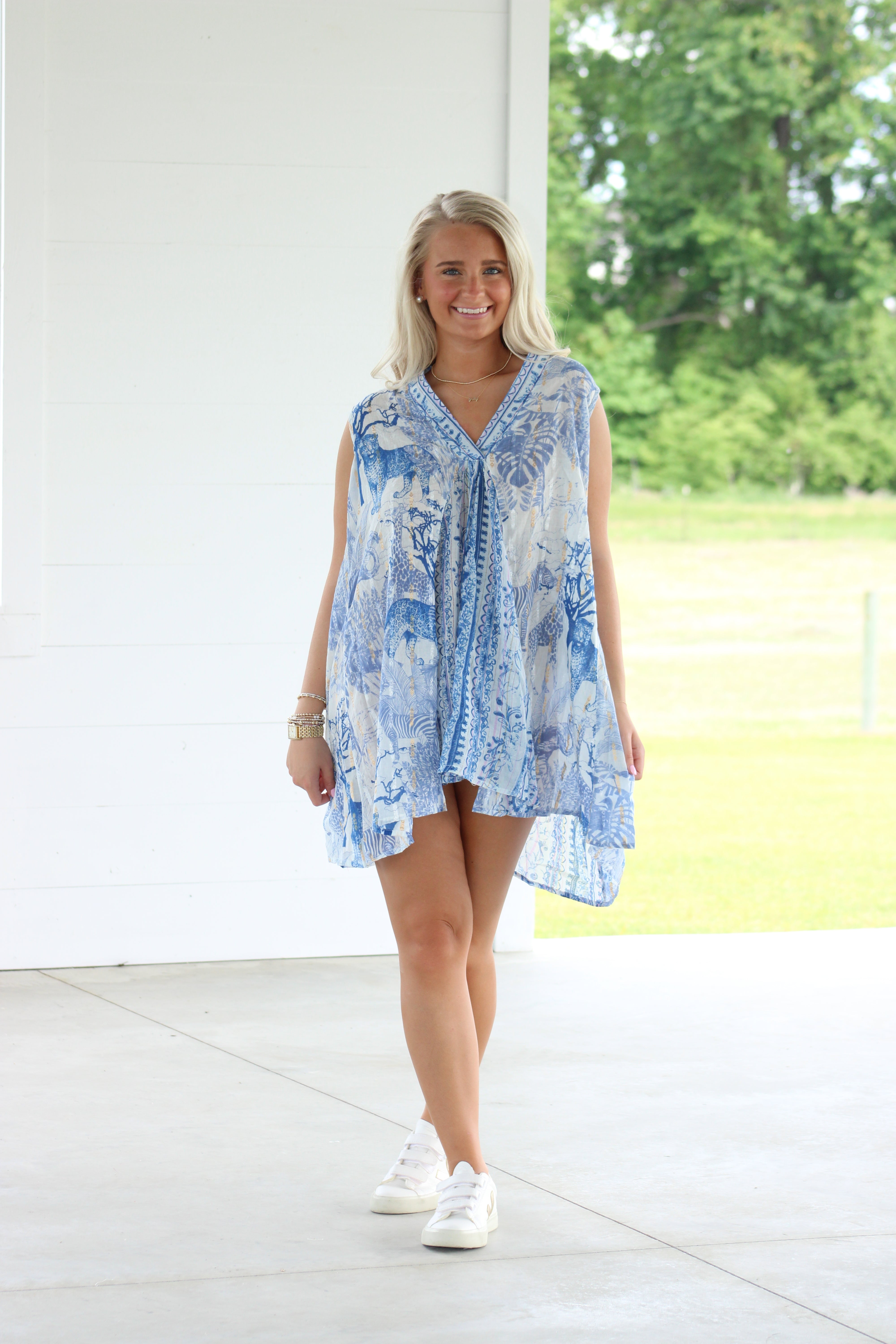 Aster Tunic Dress - Blue