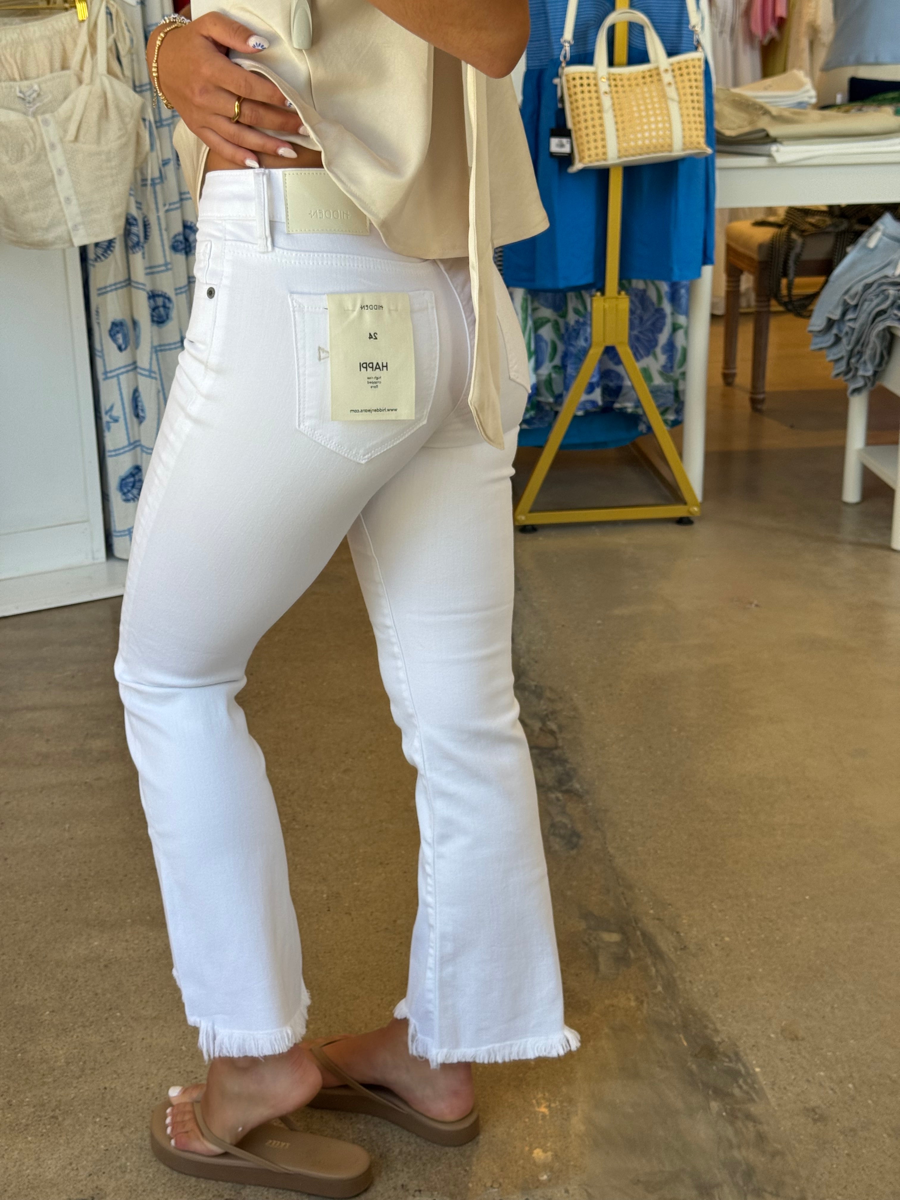 Jenni Cropped Denim - White - Hidden Jeans