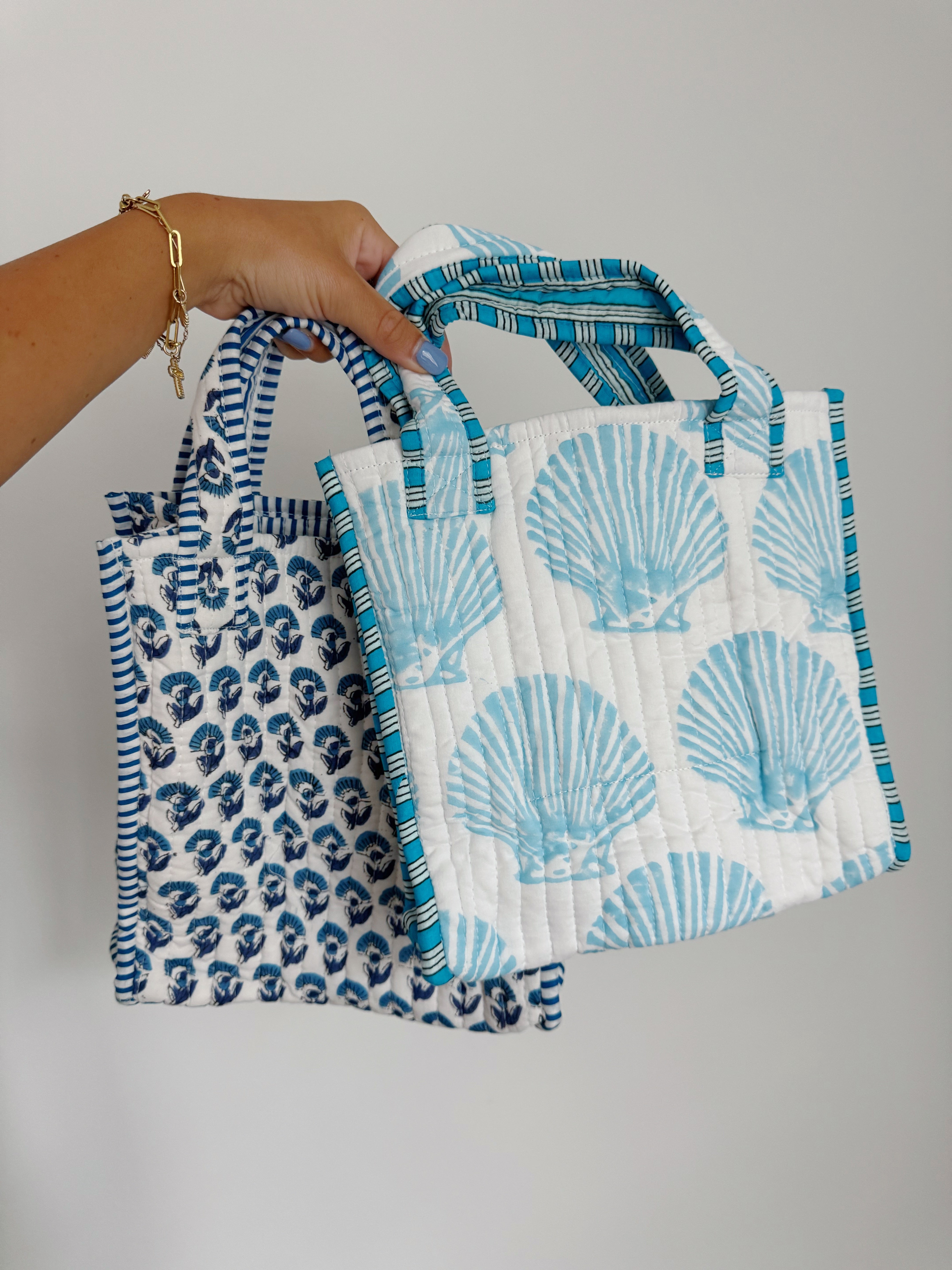 Blair Quilted Mini Tote Bag - Seaside Shells
