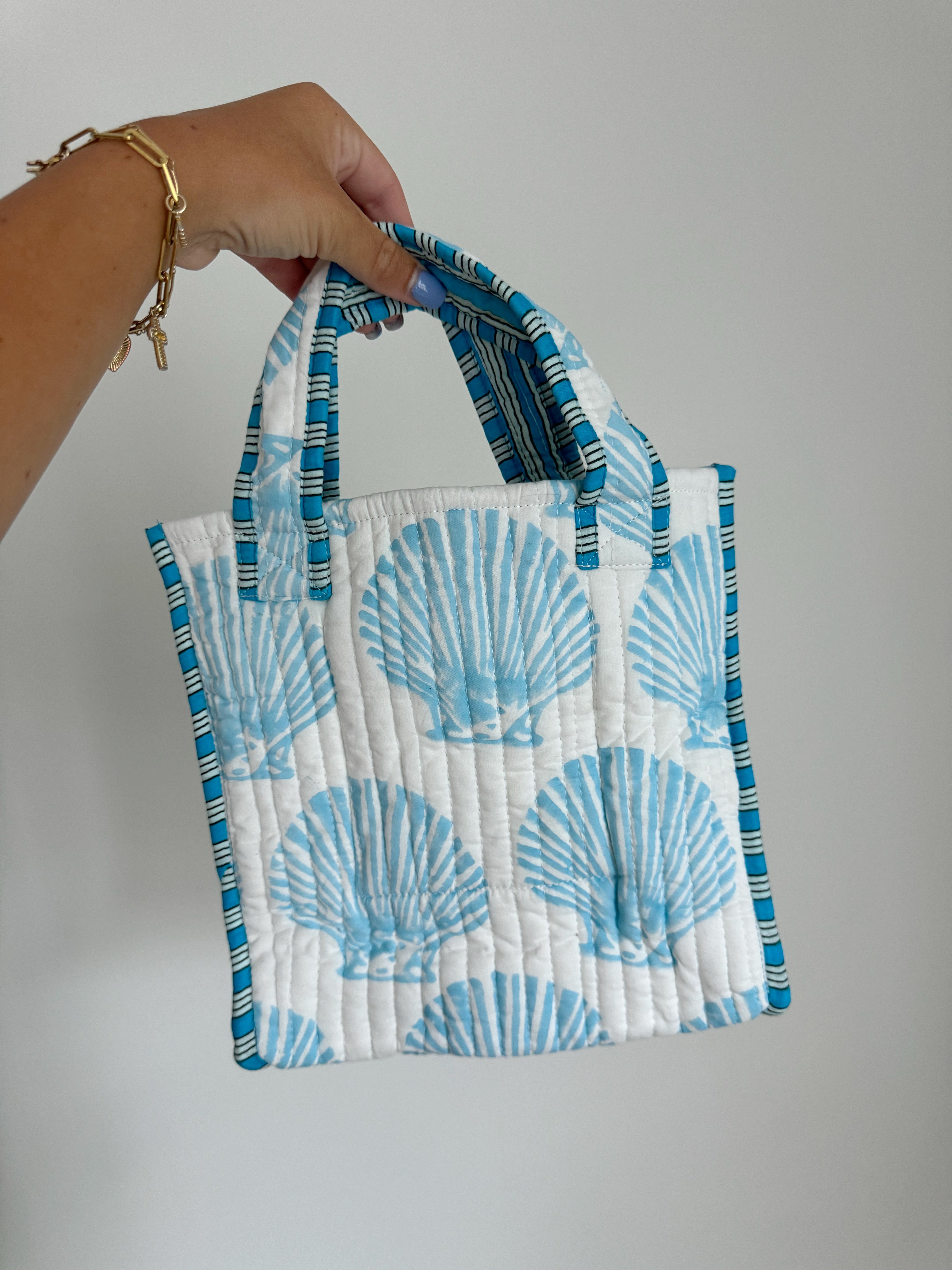 Blair Quilted Mini Tote Bag - Seaside Shells
