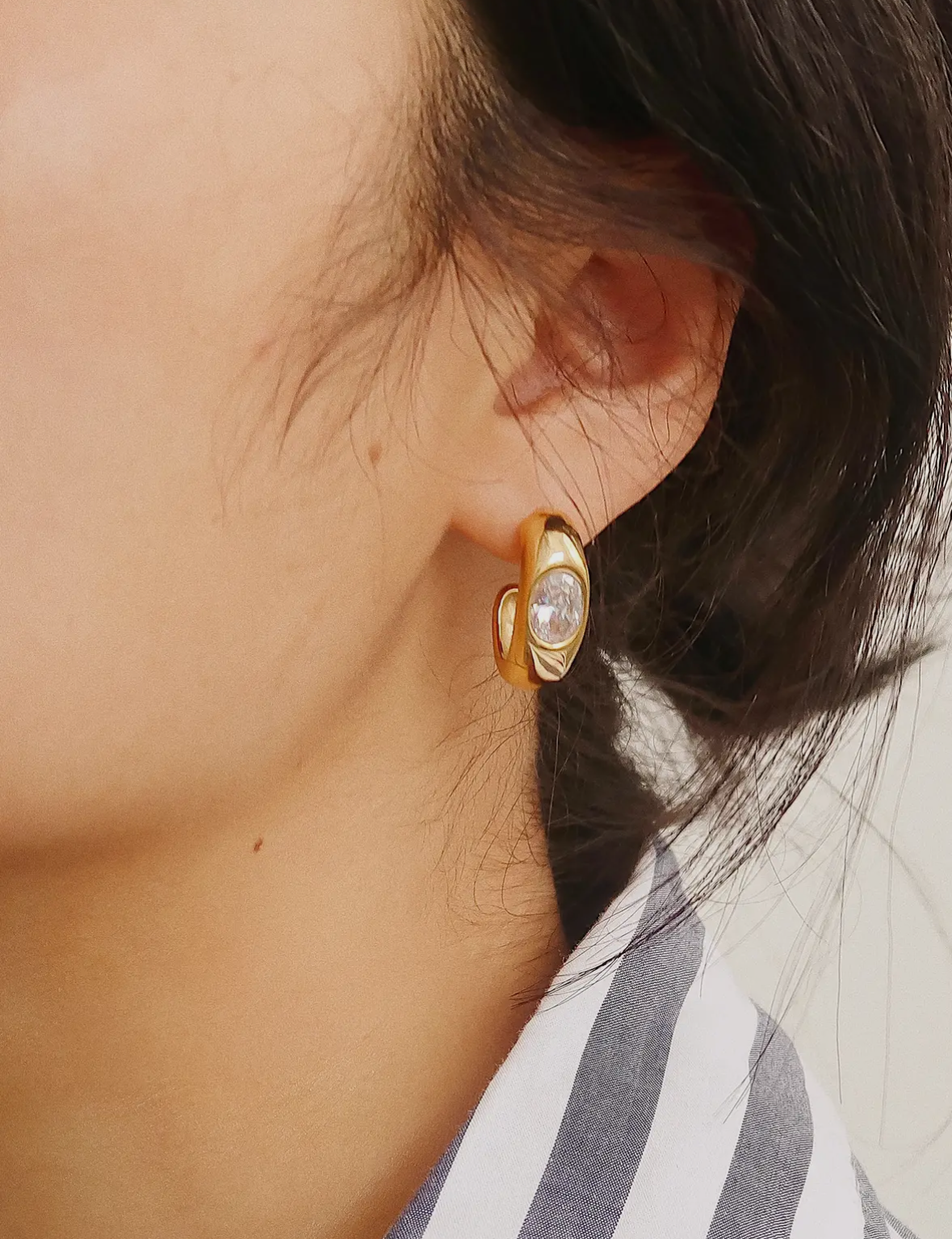 Alienor 18K Gold Non-Tarnish Classic C Hoop Earrings