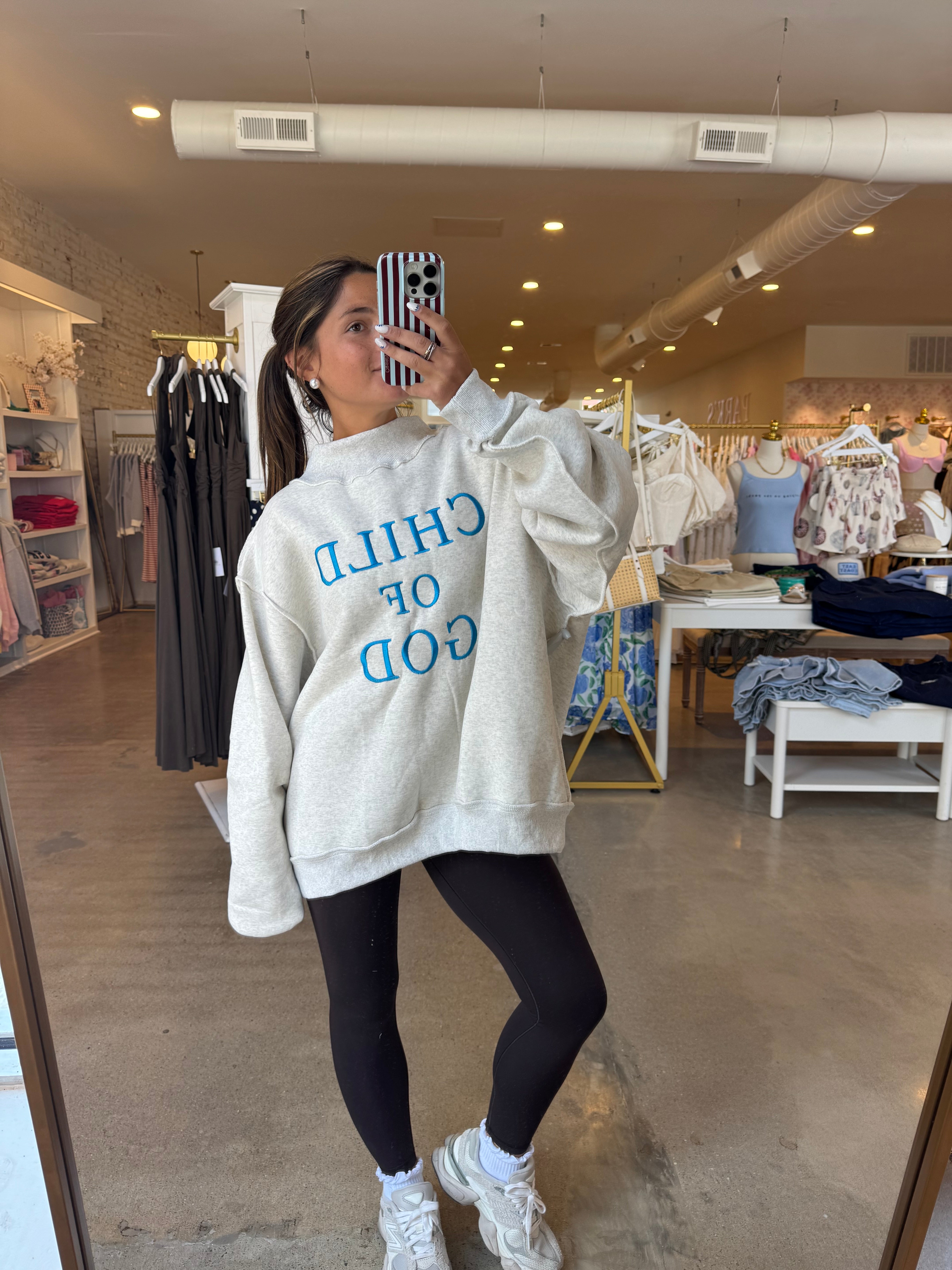 Child Of God Mockneck - Blue Embroidery