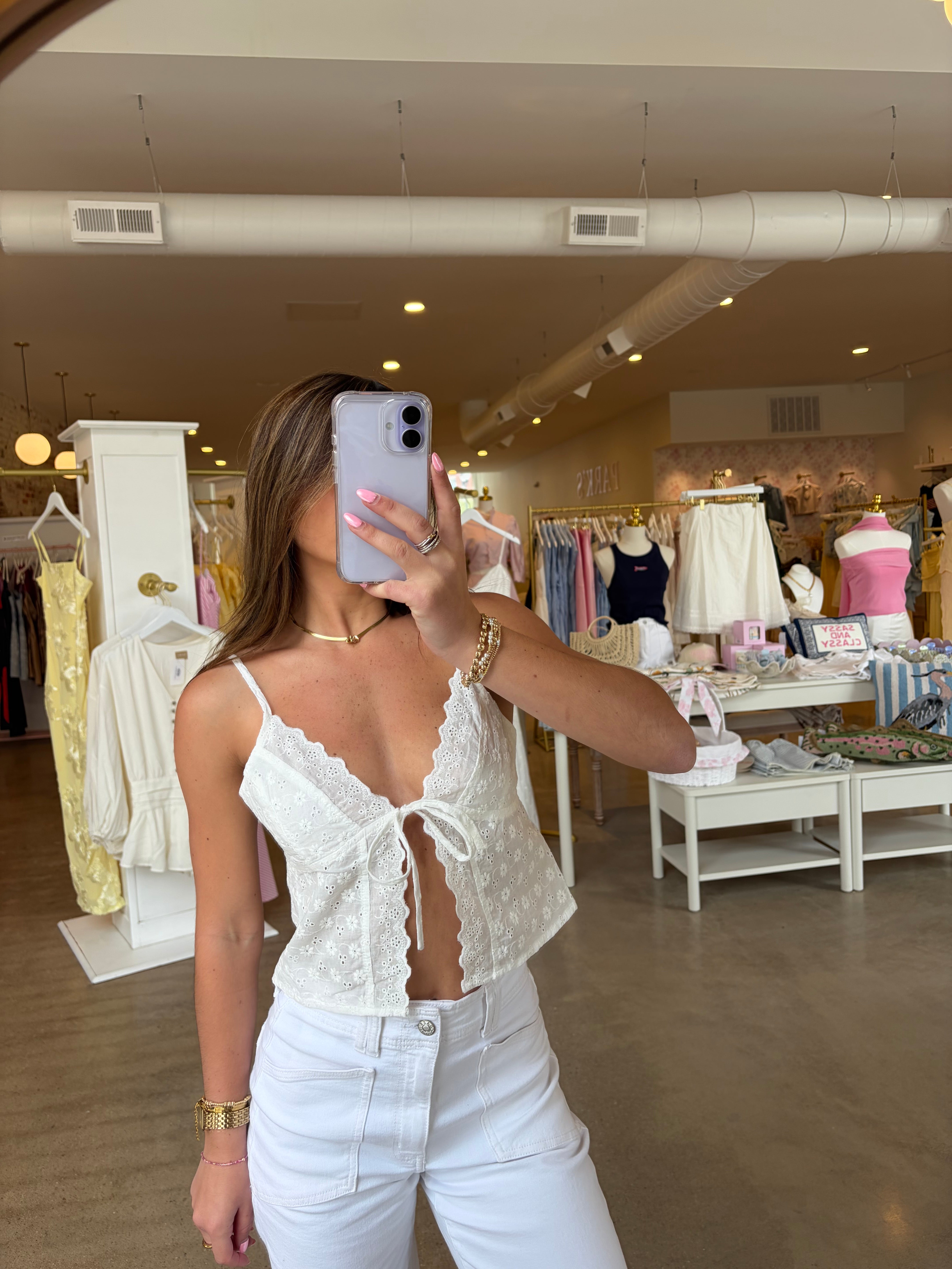 Madelyn Eyelet Lace Top - White