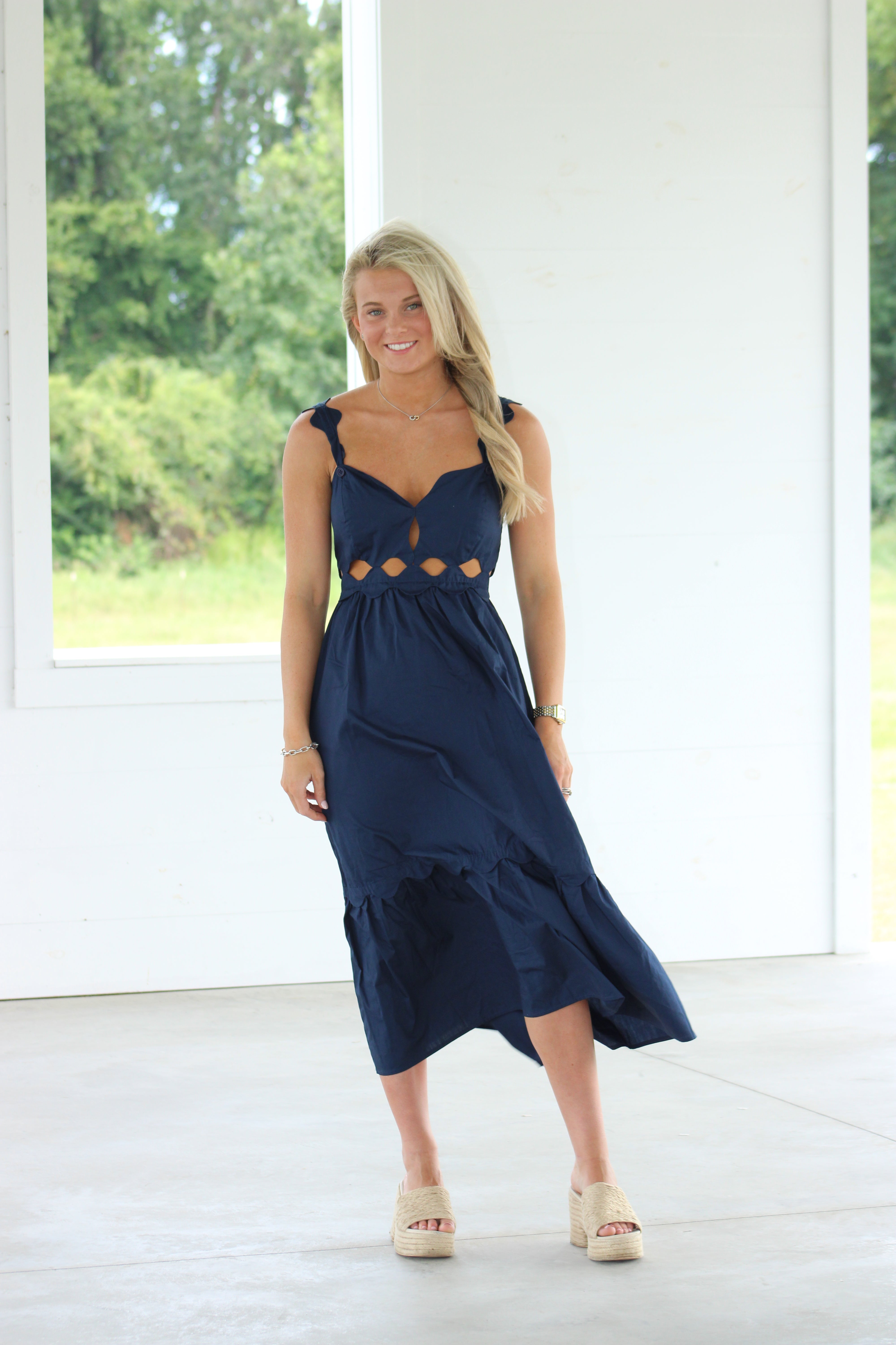 Lillian Midi Dress - Navy