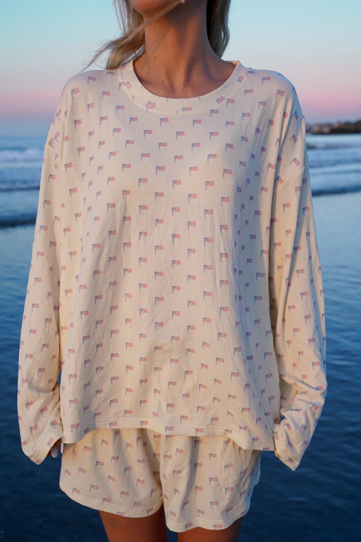 American Flag Pajama Top - Pale Yellow