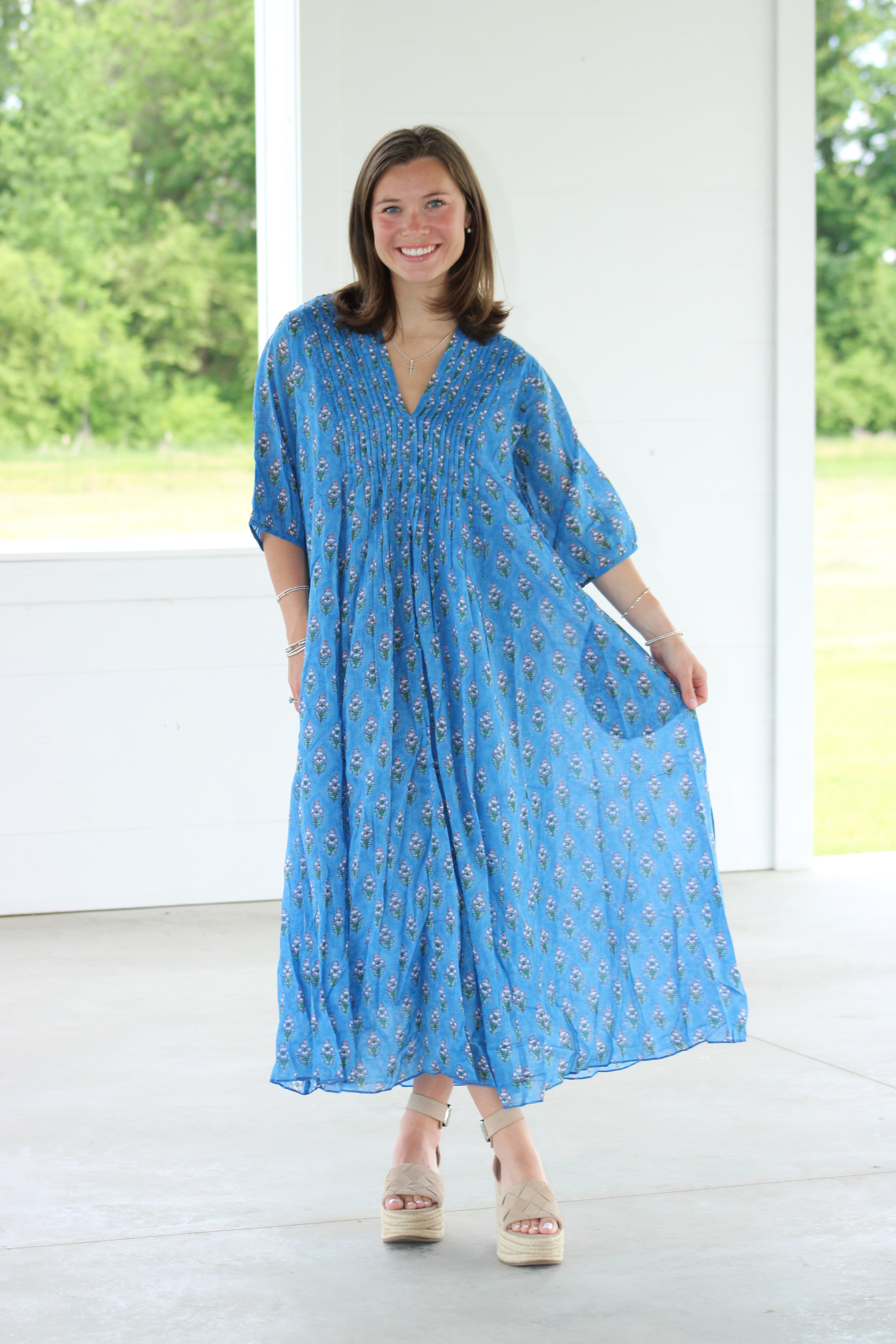 Aruba Midi Dress - Blue & Green