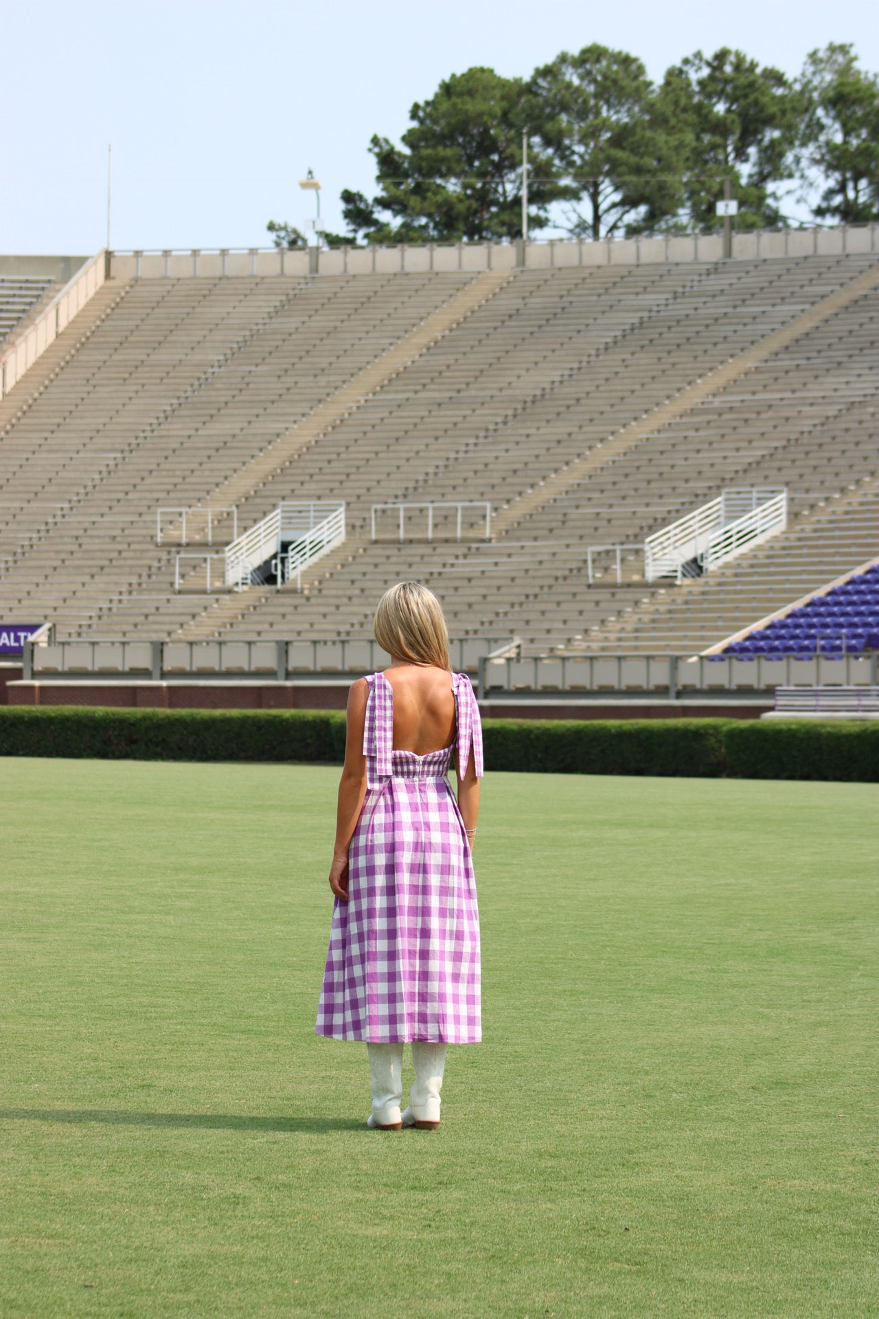 Bell Maxi Dress - Purple Gingham