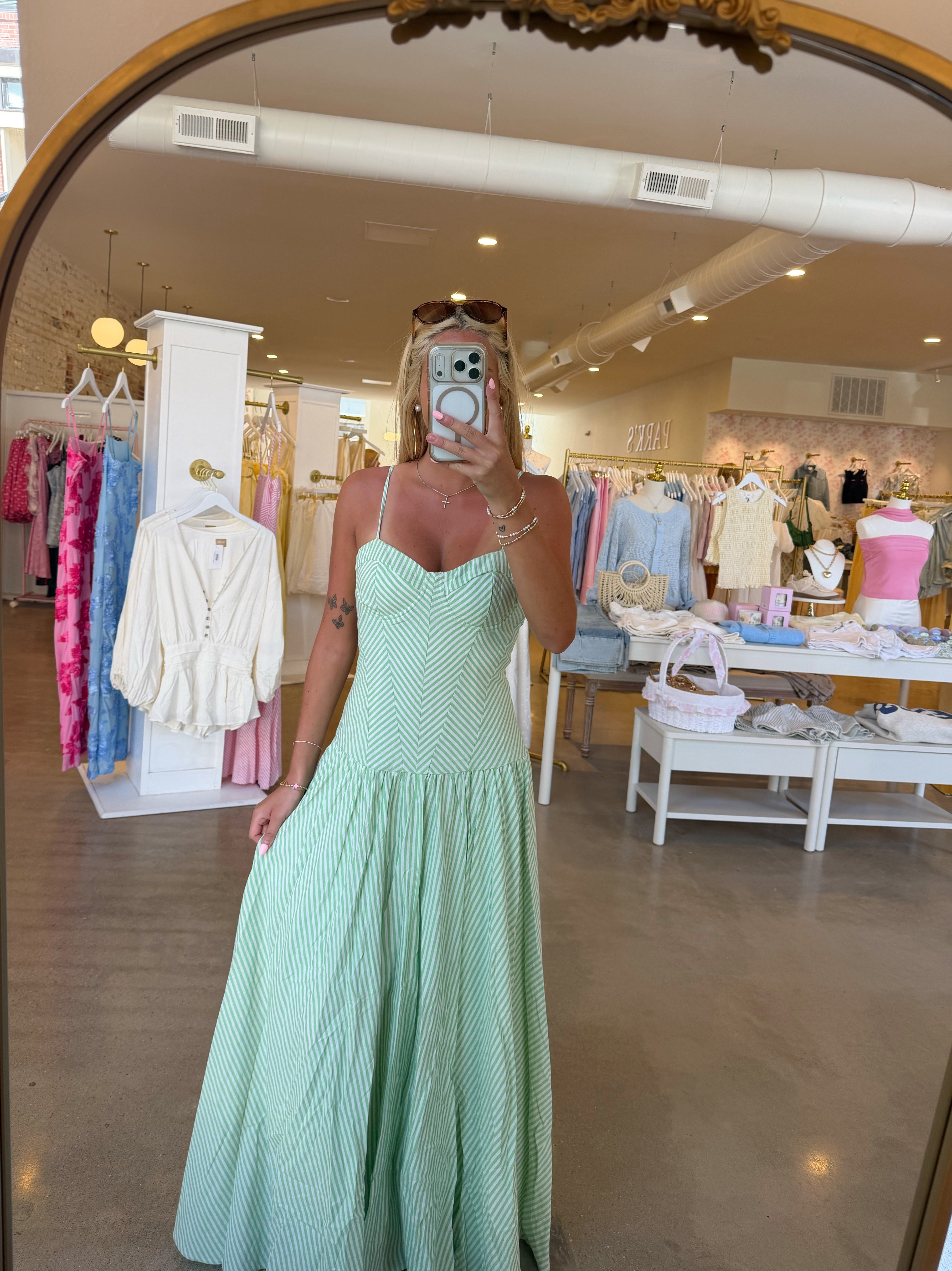 Palmer Maxi Dress - Green Stripe