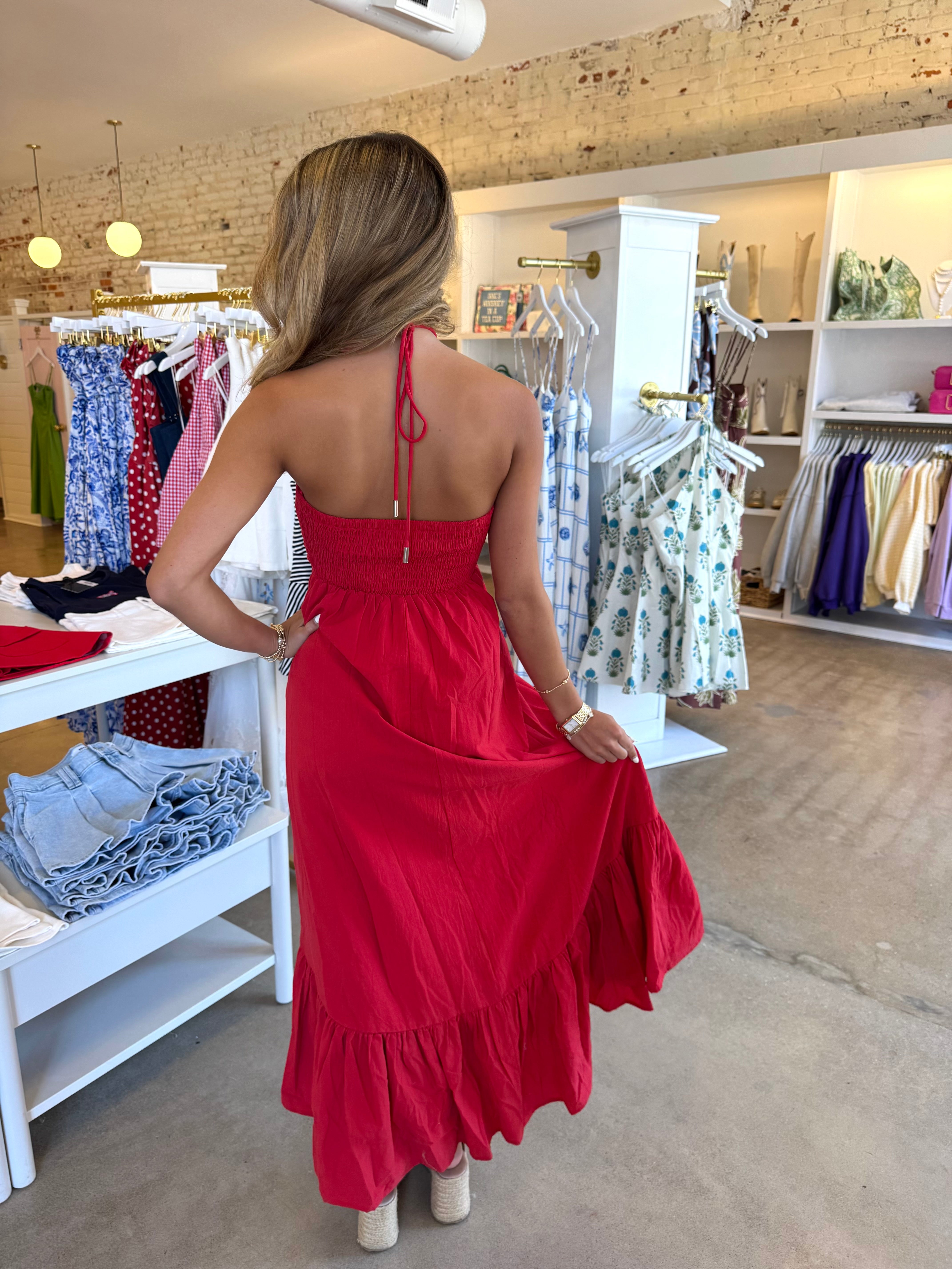 Lucky In Love Midi Dress - Red
