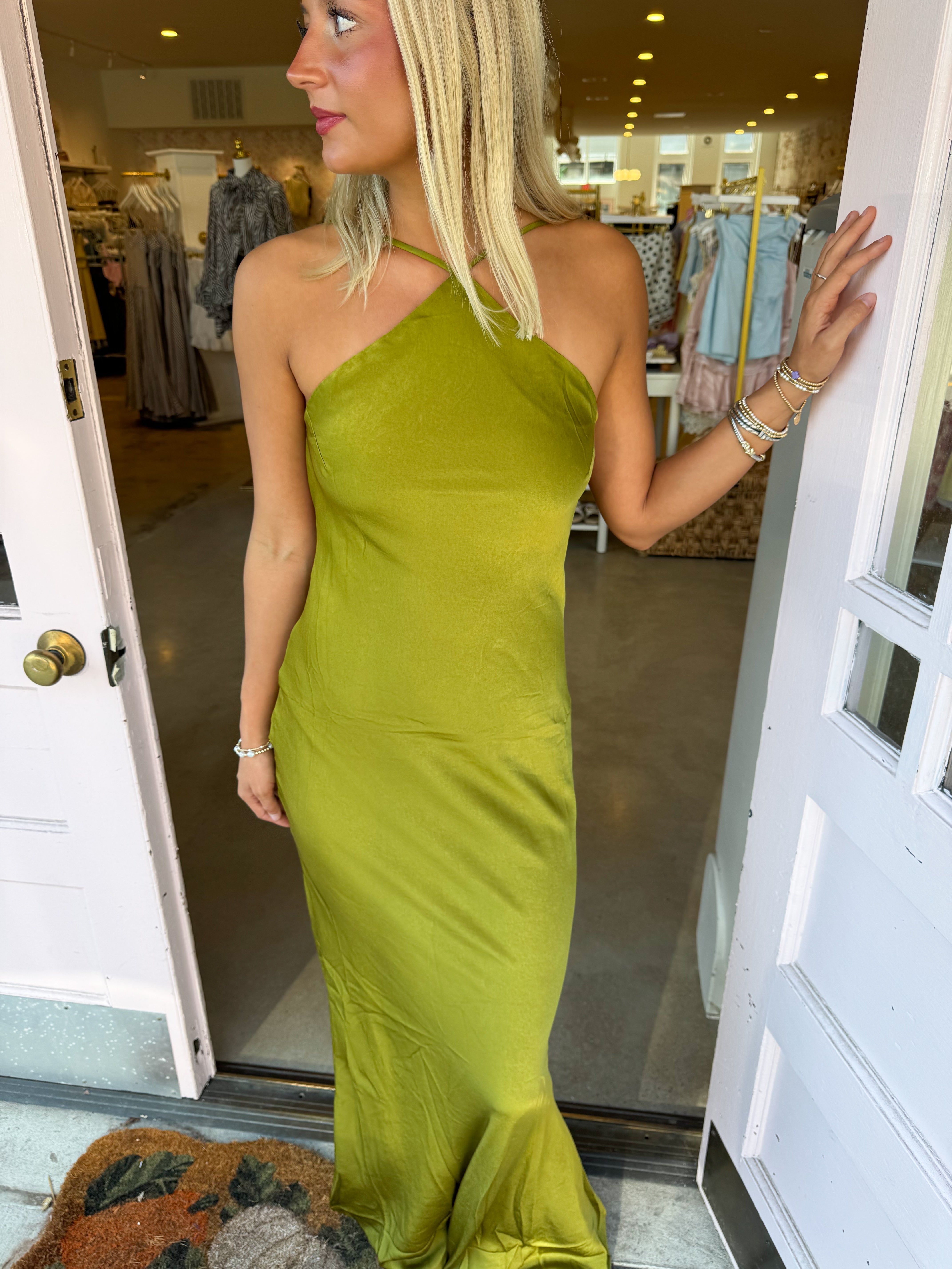 Kelton Satin Formal Dress - Green