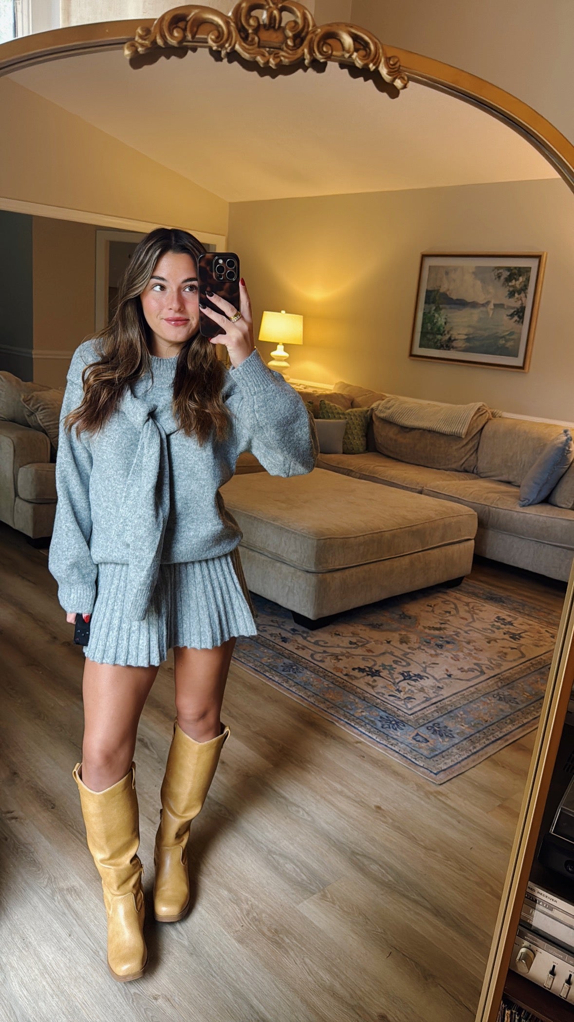 Gabrielle Sweater & Skirt Set - Grey