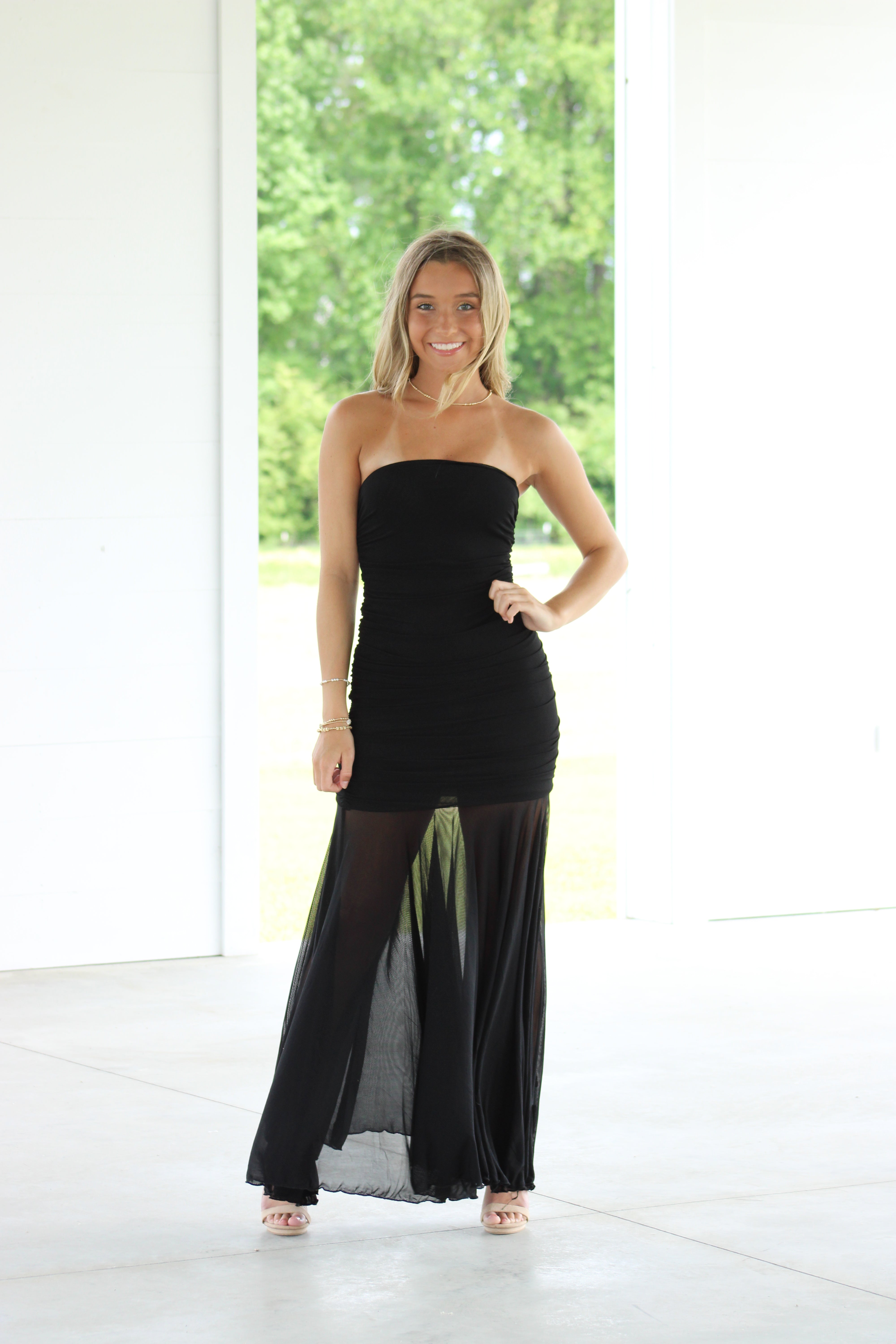 One More Night Tube Midi Dress - Black