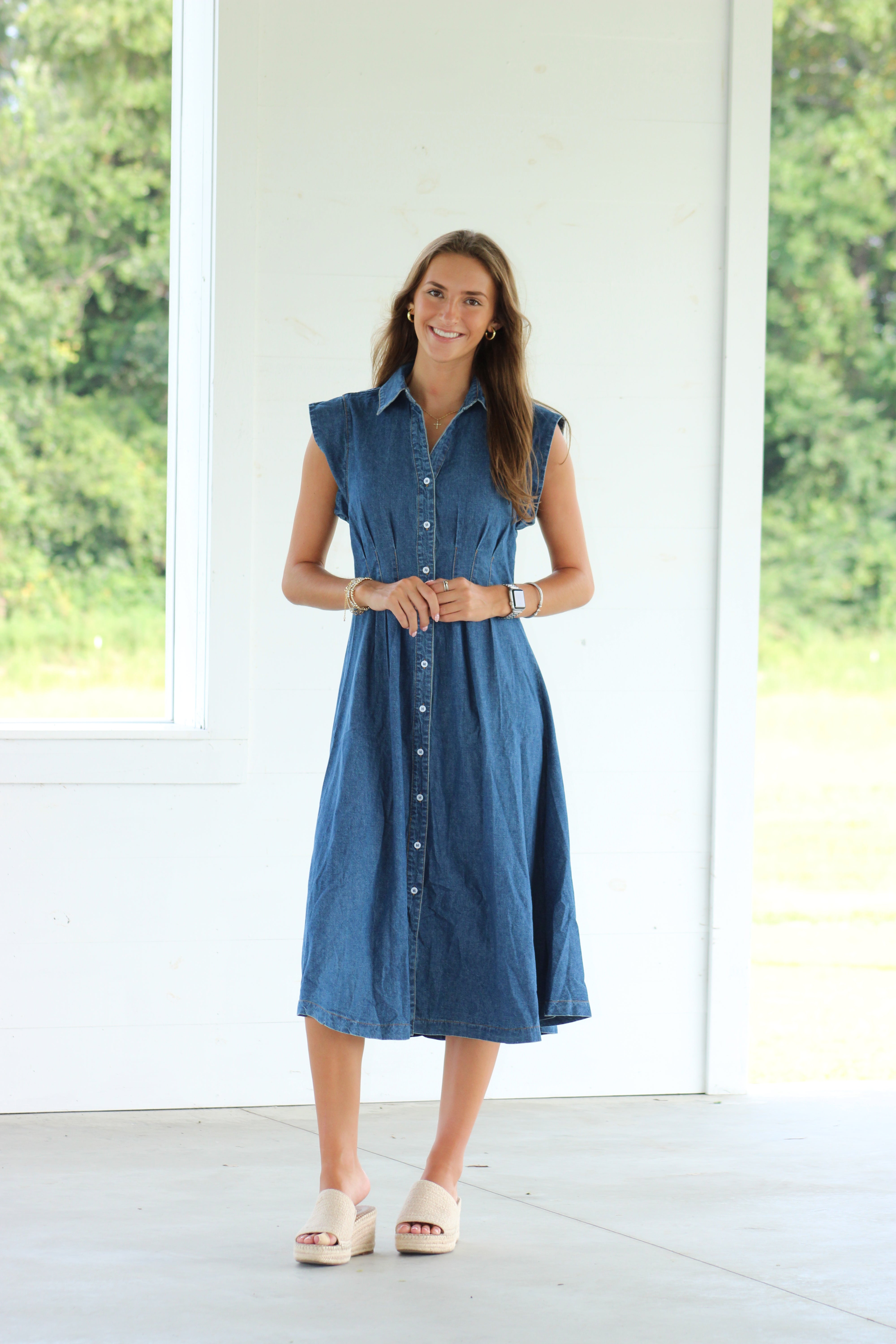 Ruthy Midi Denim Dress - Dark Wash