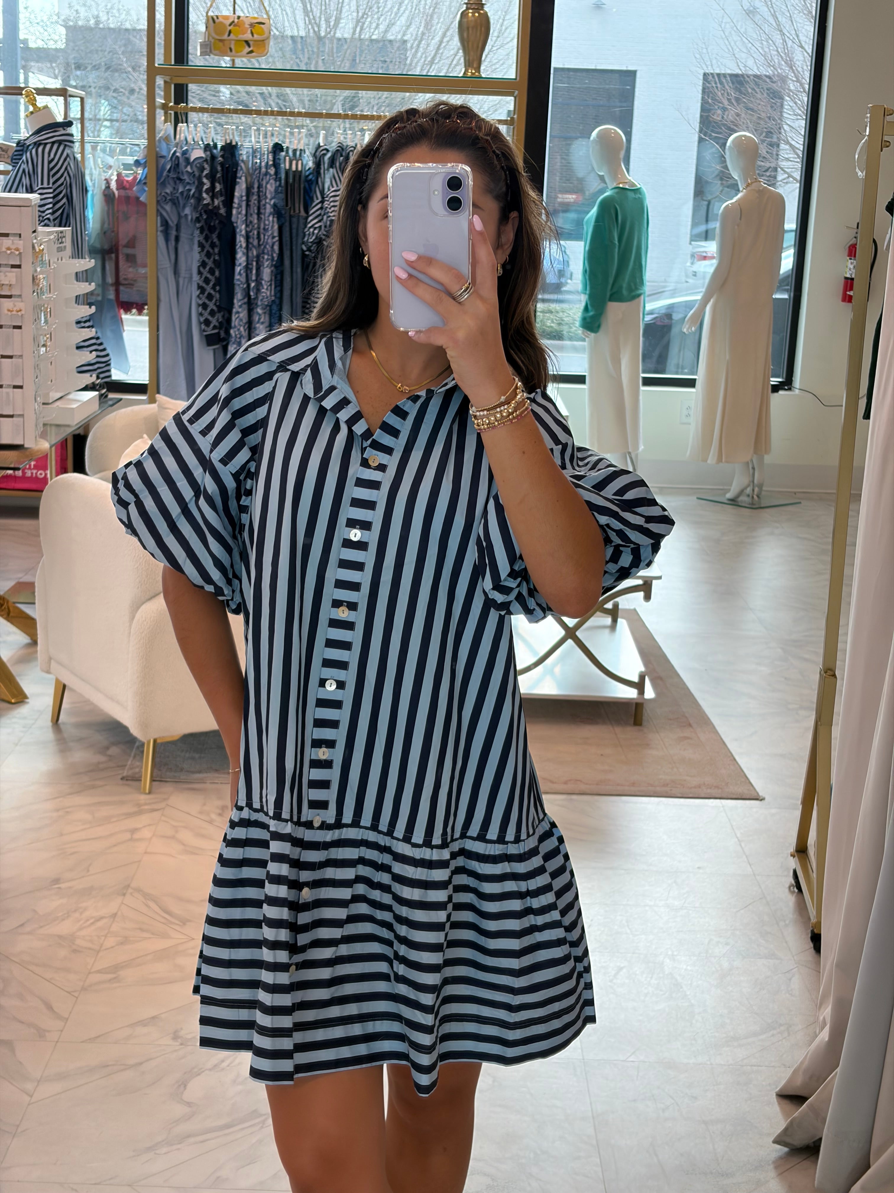 Set Sail Mini Dress - Blue & Navy