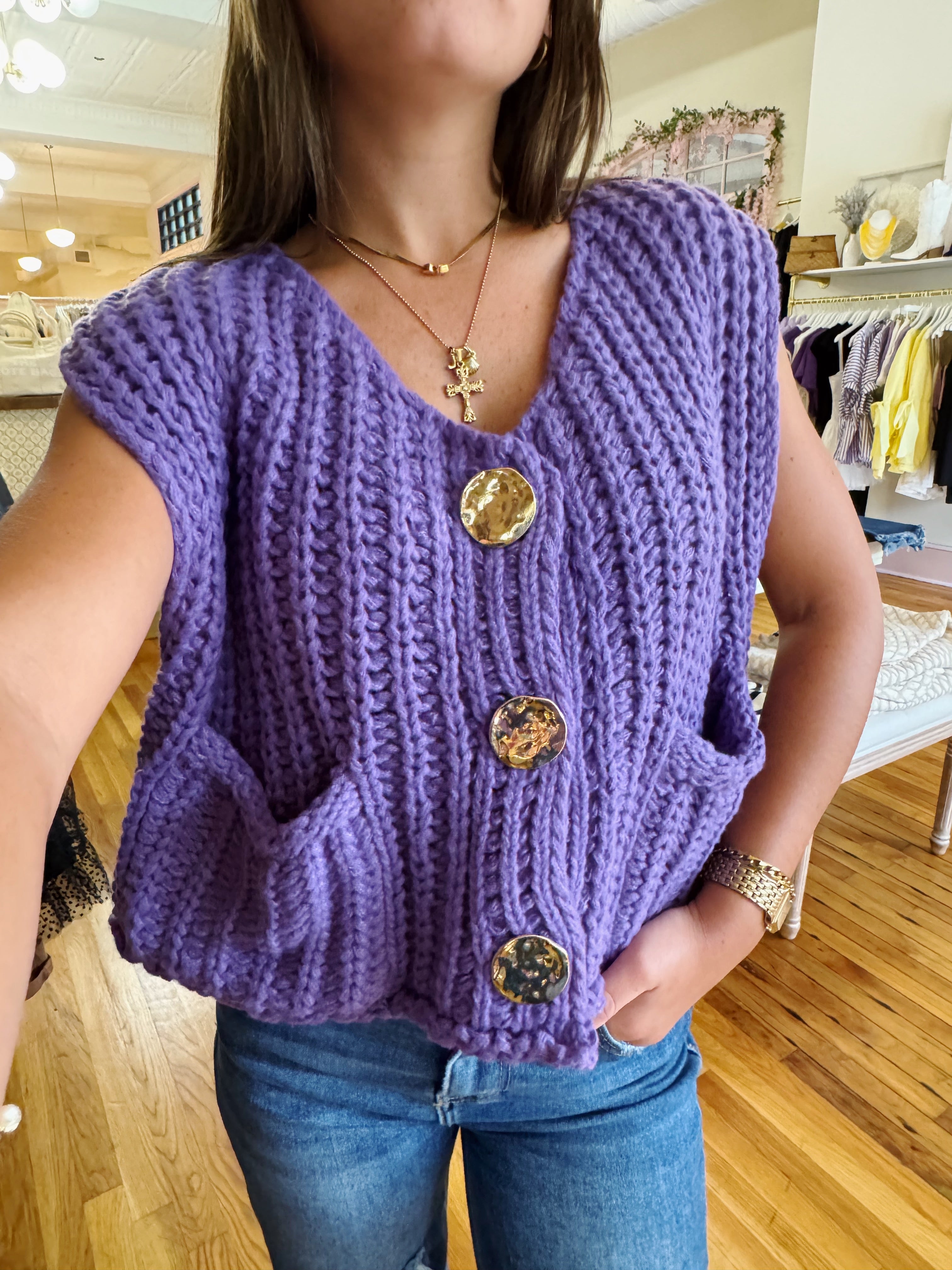 Harlow Sweater Vest - Purple