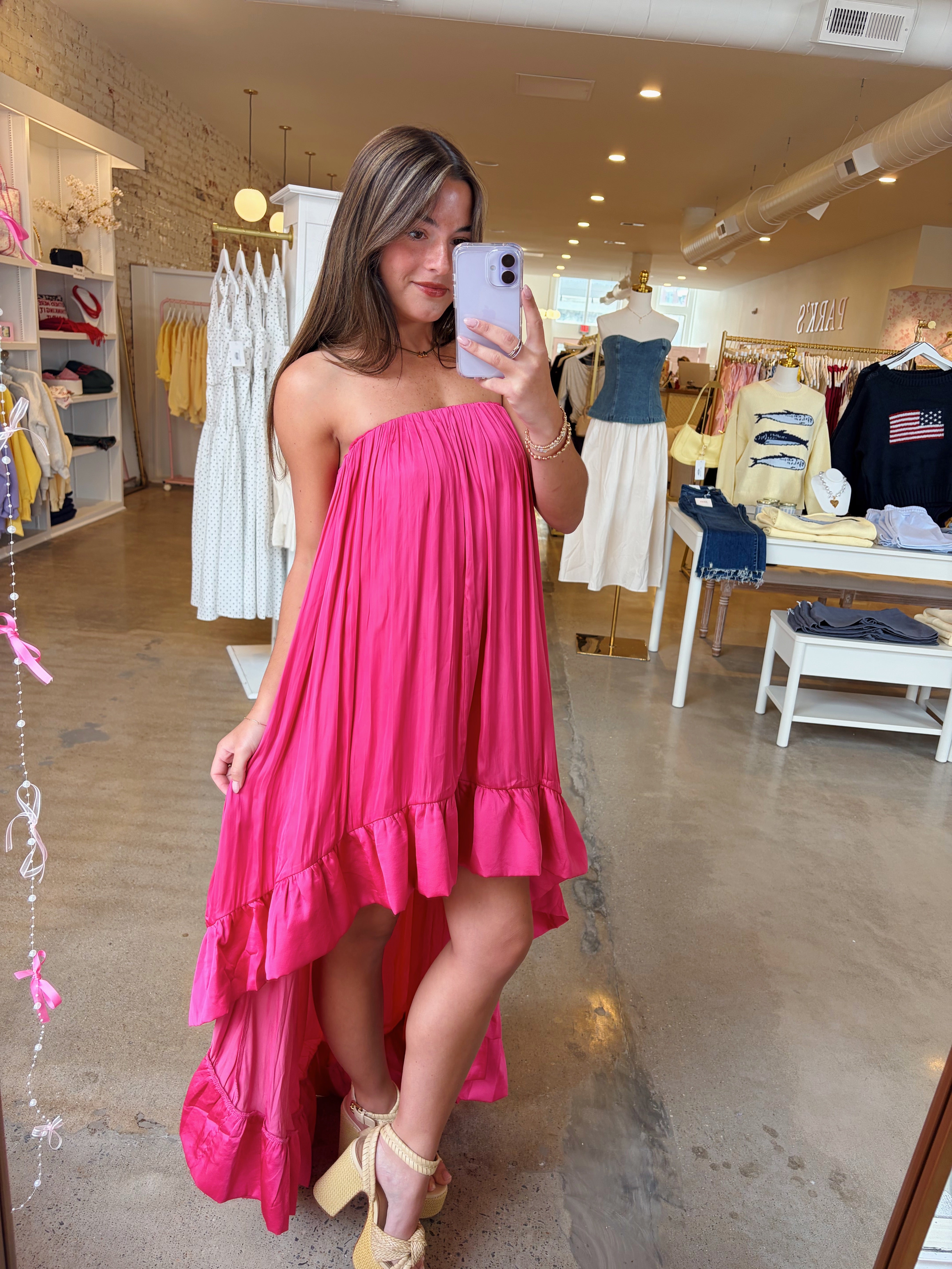 Valerie High Low Dress - Hot Pink