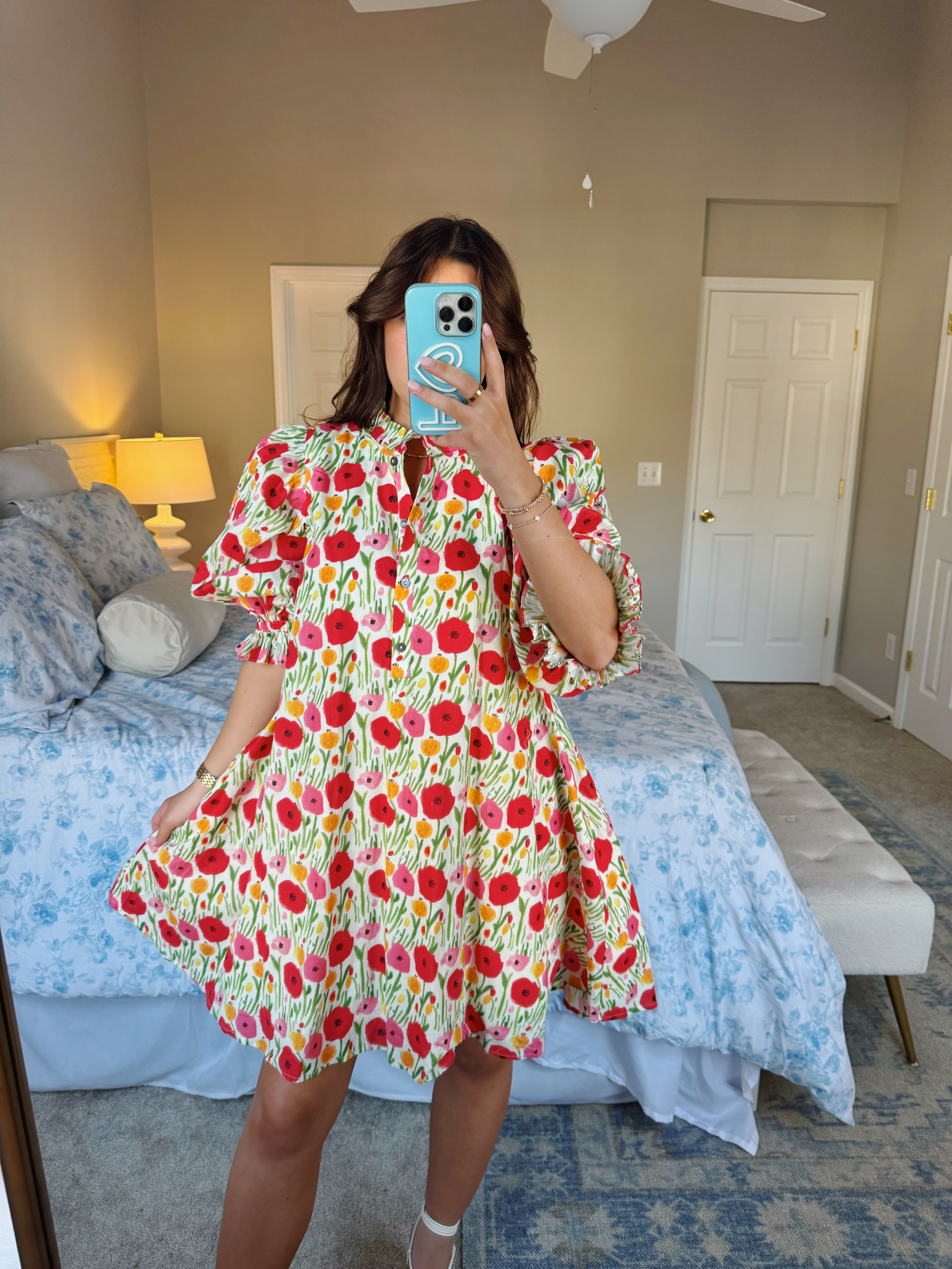 Stop And Stare Dress - Red Floral