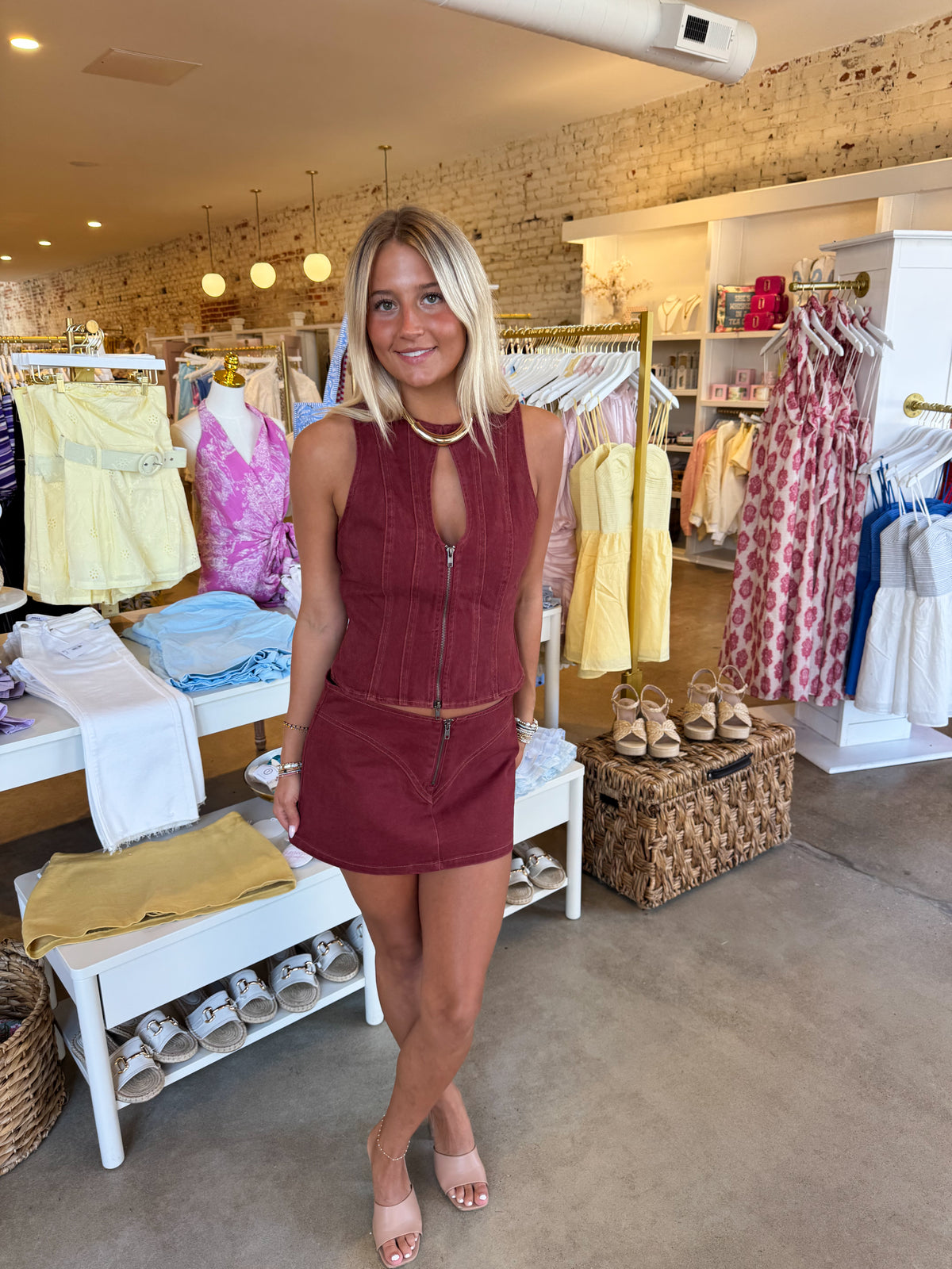 Down To Business Mini Skirt - Burgundy