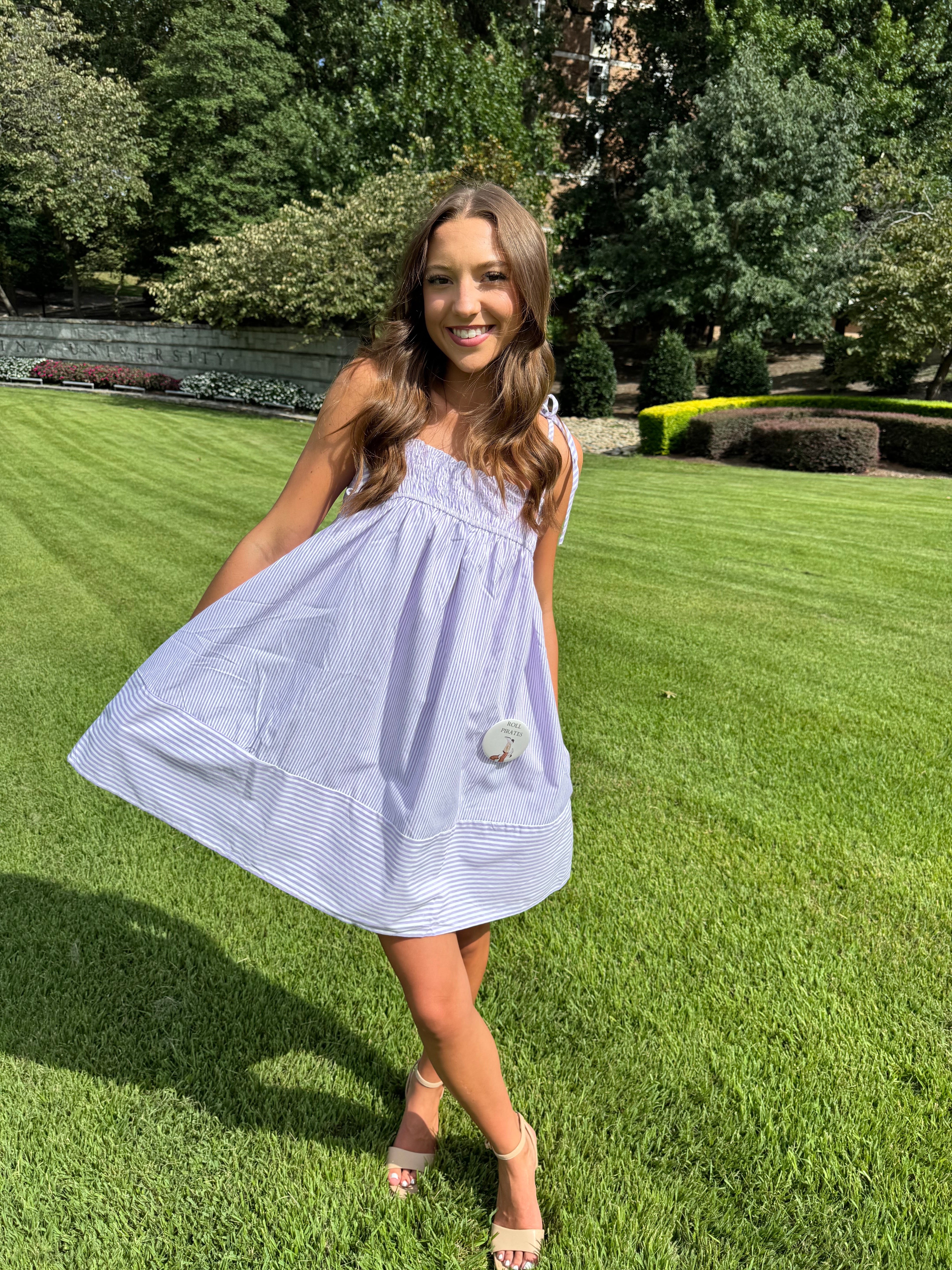 Carolina Girl Mini Dress - Lavender Stripe