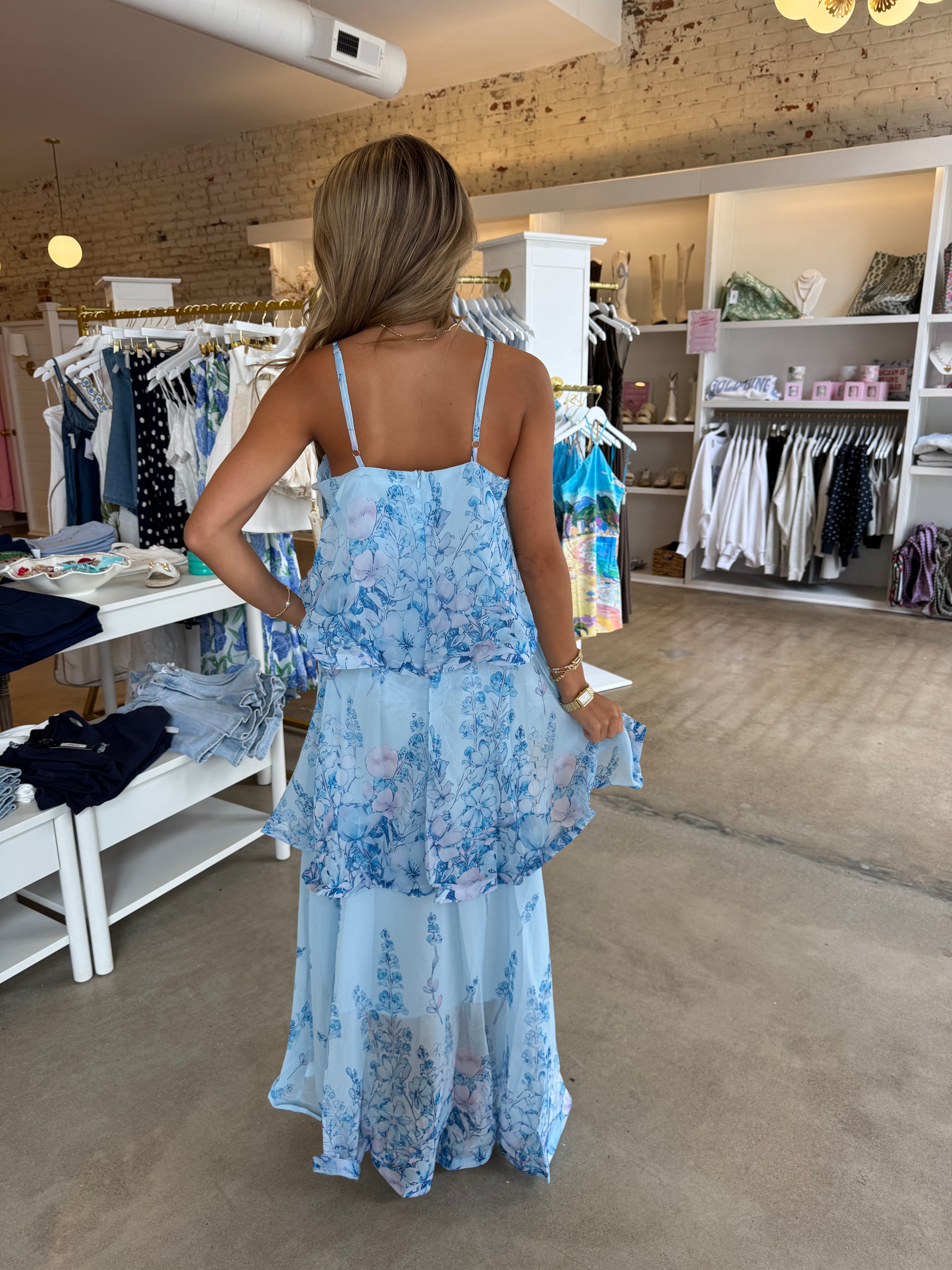 Santeria Tiered Maxi Dress - Blue