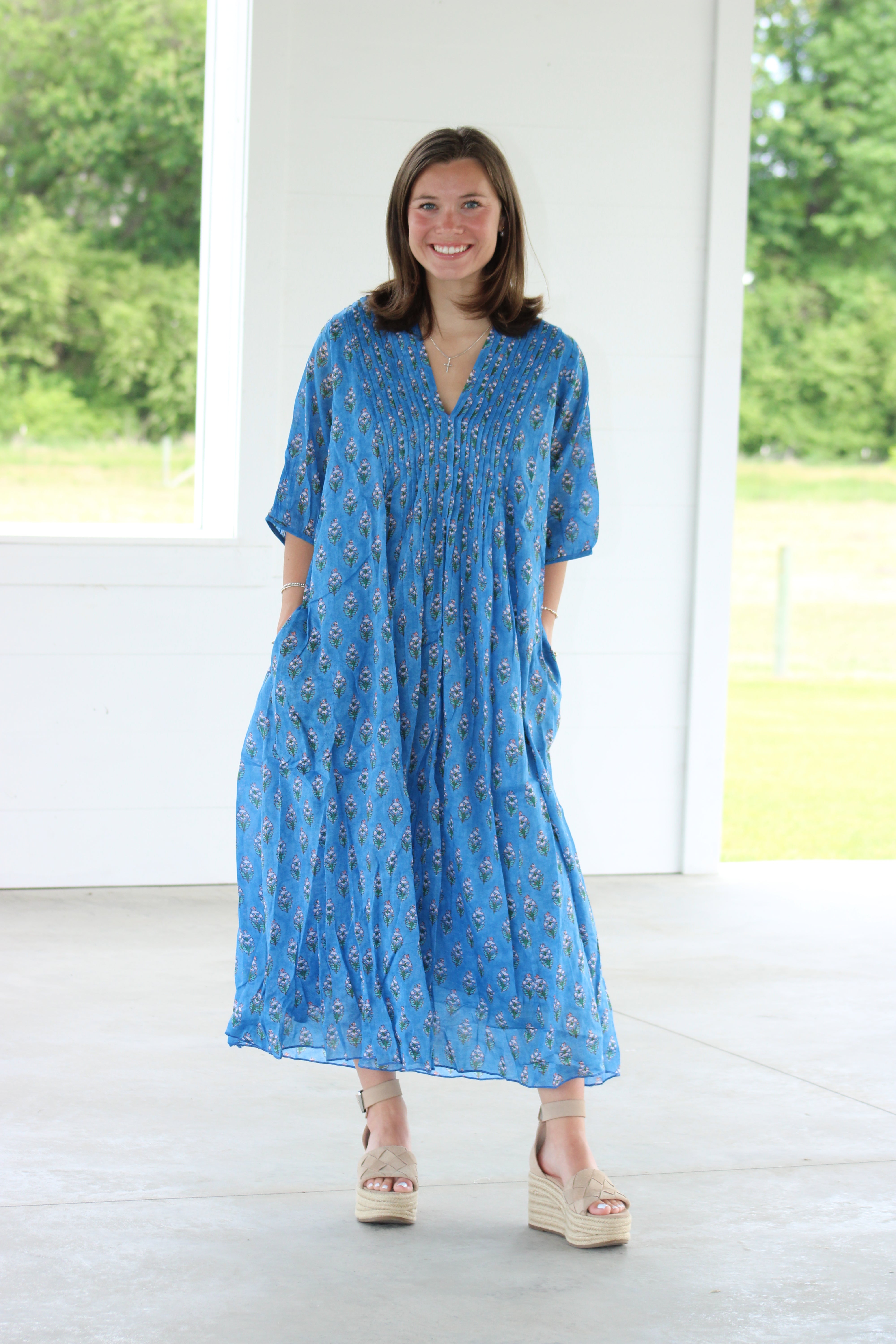 Aruba Midi Dress - Blue & Green