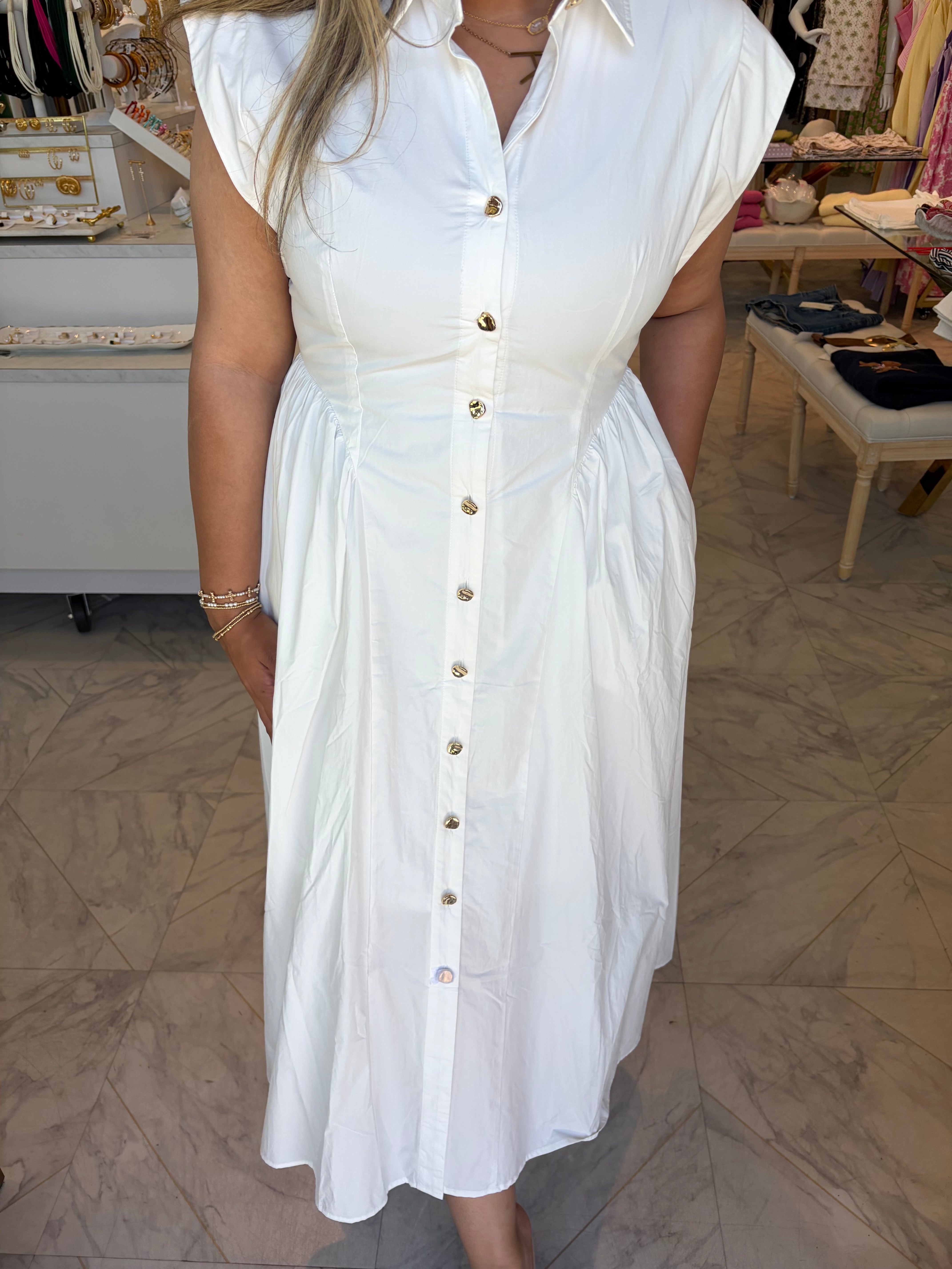 Reyna Midi Dress - White