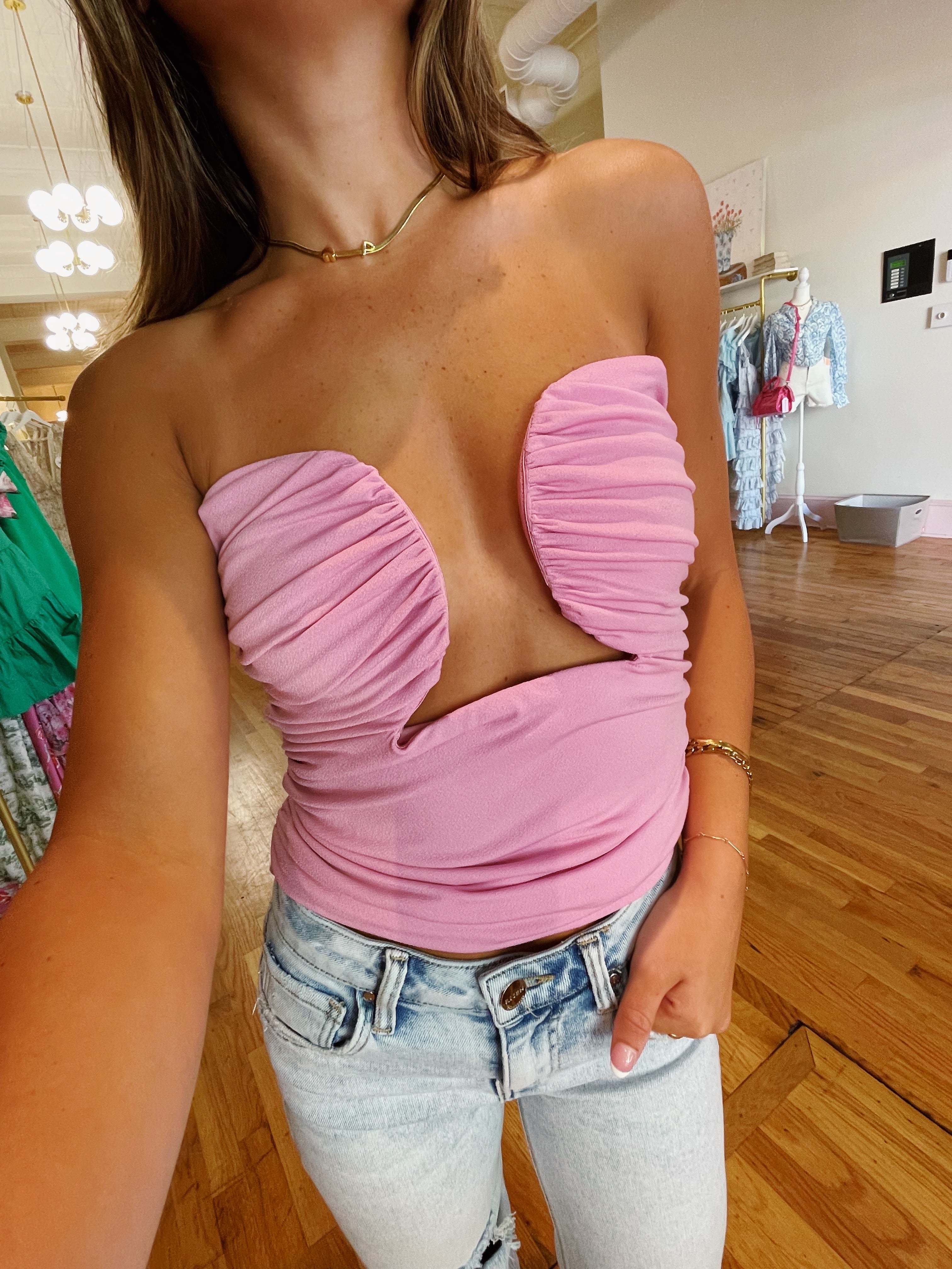 Gemini Strapless Top - Pink