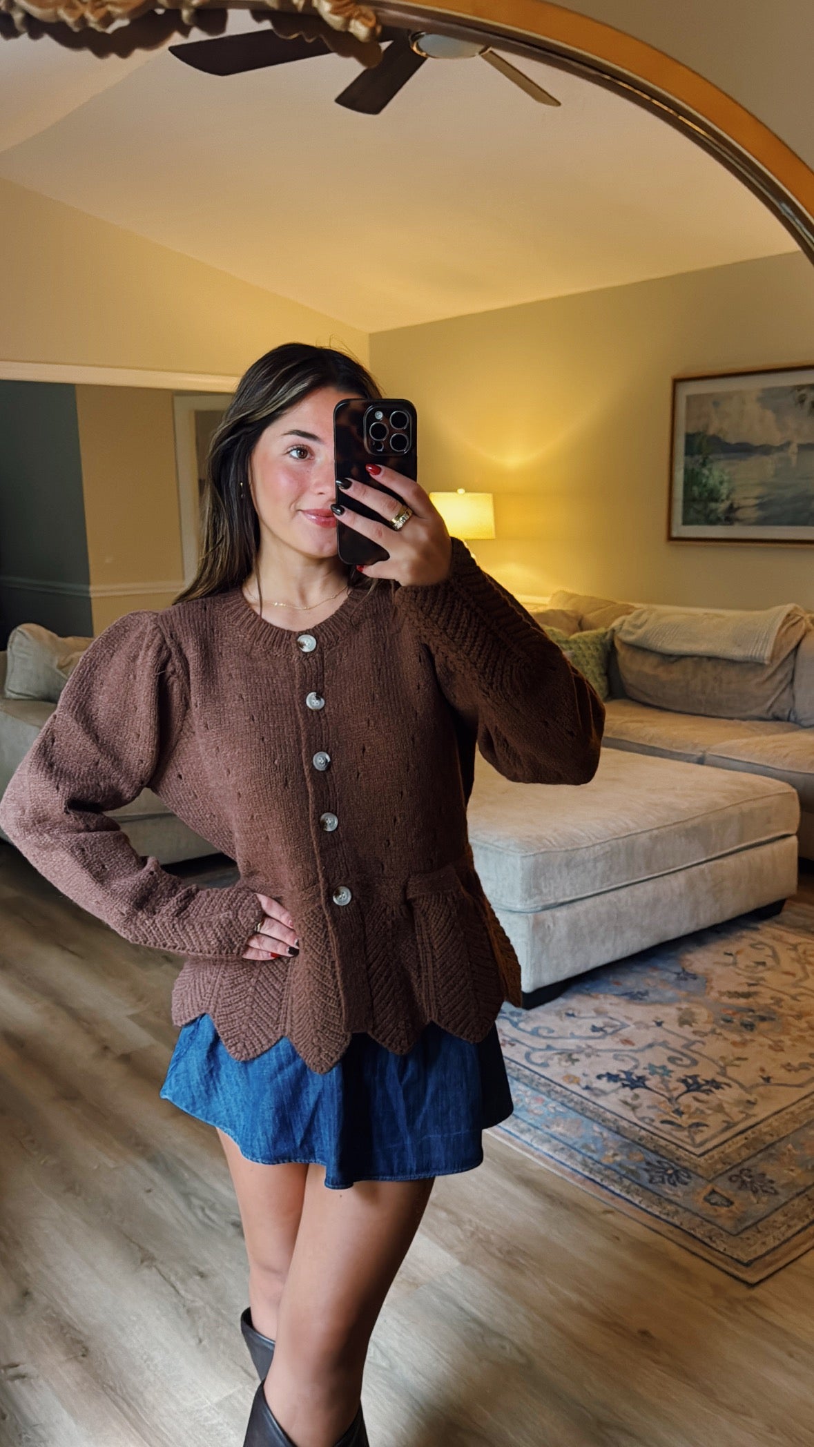 Rustled Leaves Sweater Cardigan - Brown