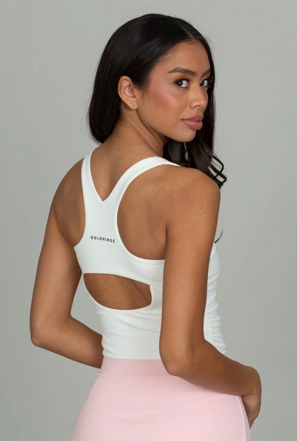 Gold Hinge CoreSculpt Cutout Tank - White
