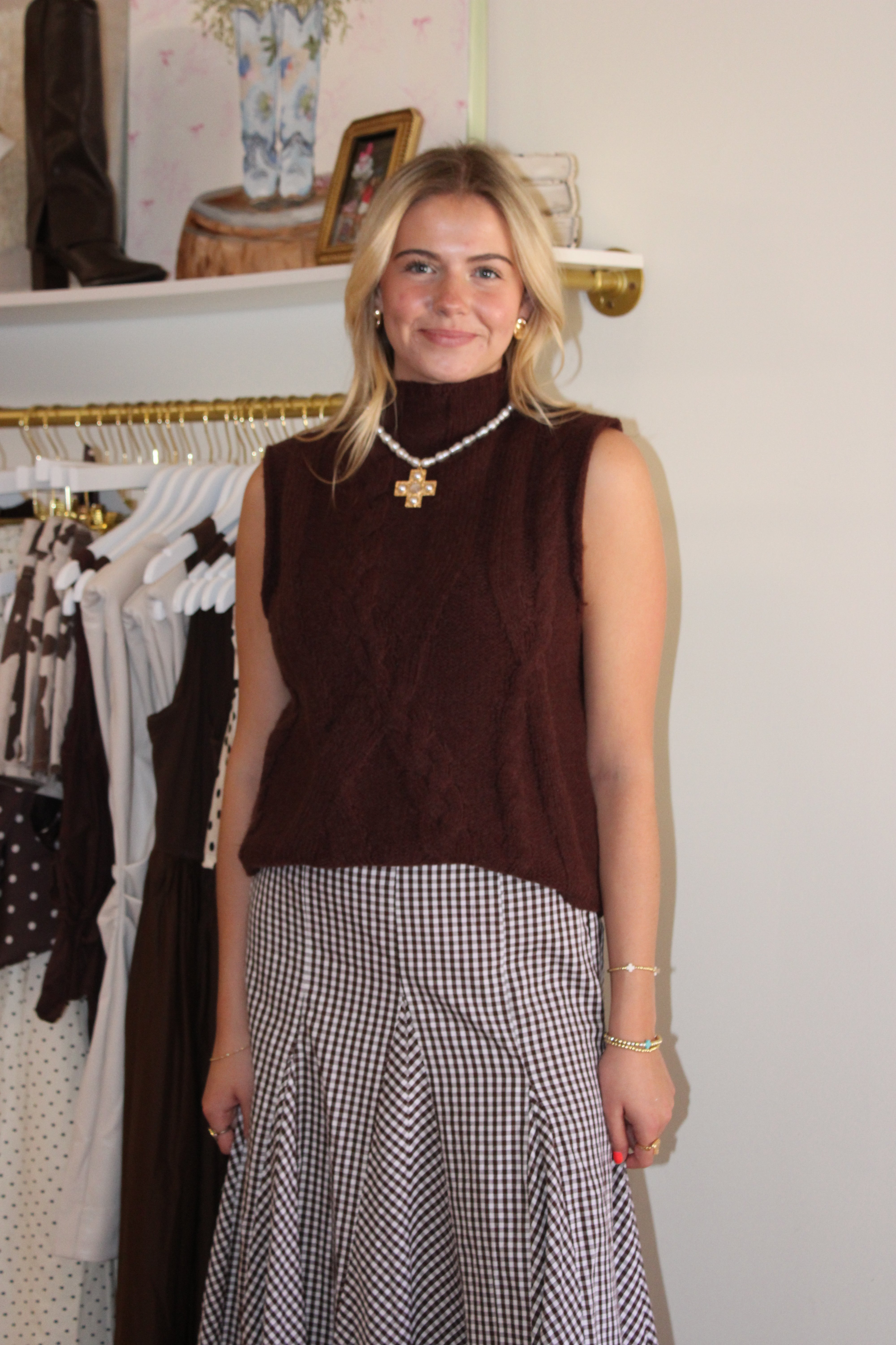 Riley Sweater Top - Brown