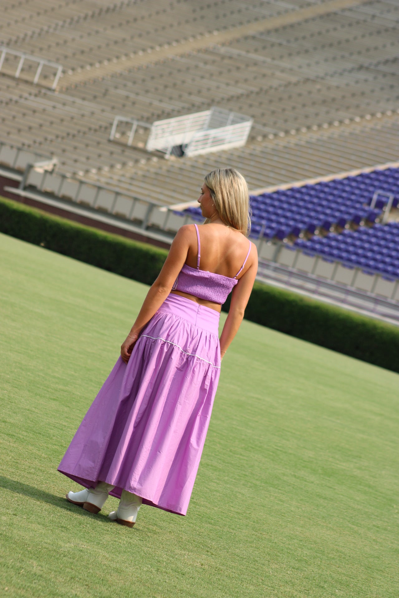 Southern Grace Embroidered Top & Midi Skirt Set - Lilac/Purple