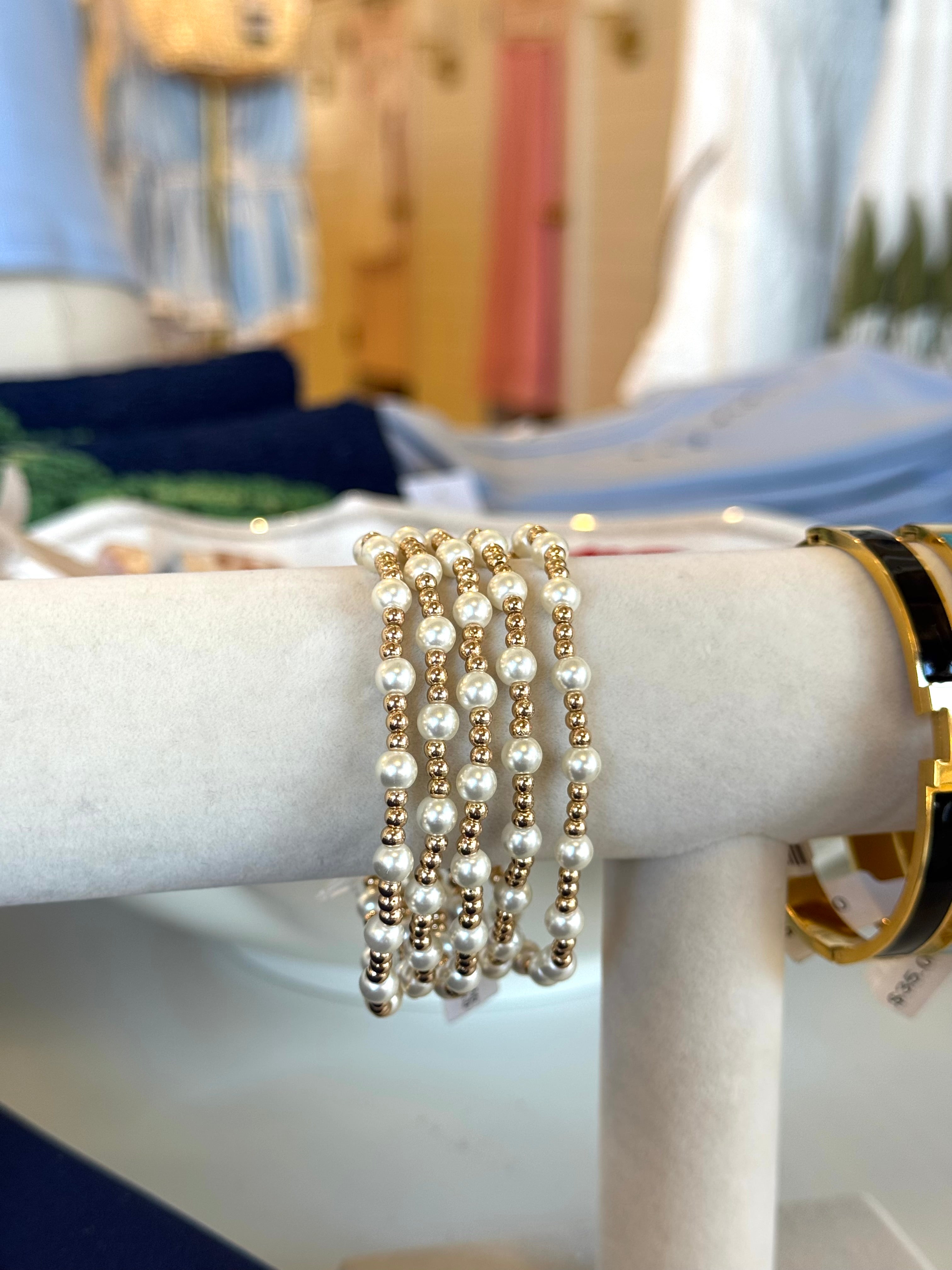 5 Row Alternating Pearl Bracelets