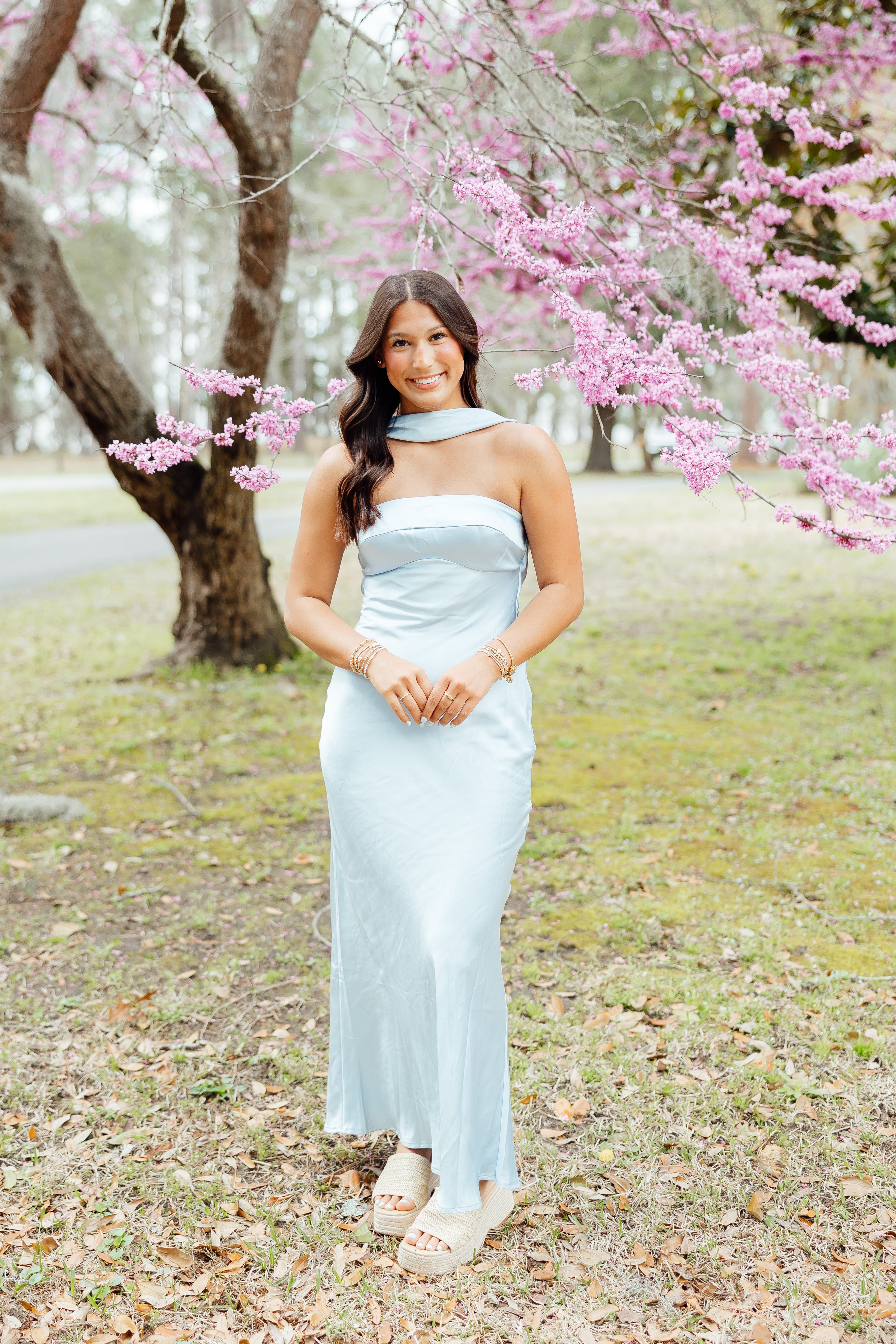 What Dreams Are Made Of Satin Formal Dress - Baby Blue